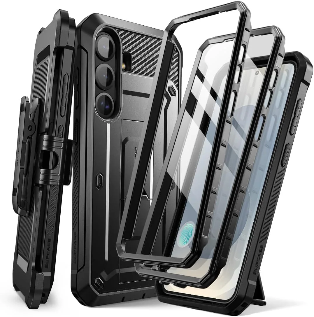 Carcasa Supcase para Galaxy S25 Plus con protector de pantalla incorporado Negro