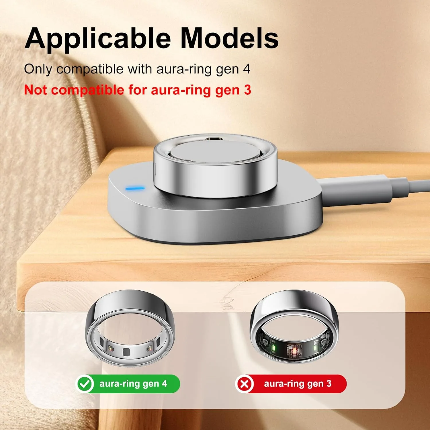 Charger Compatible with Aura-Ring Gen 4 Size 14