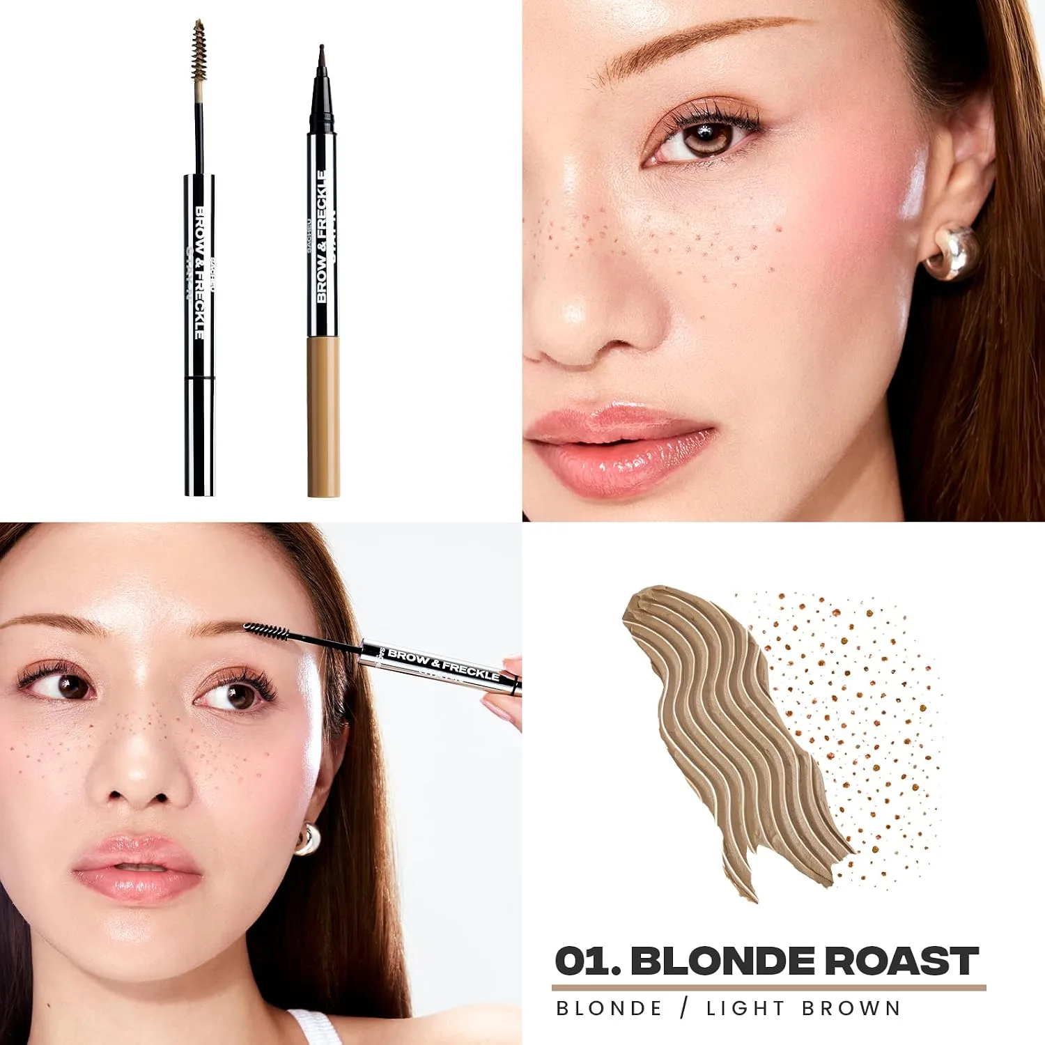 Sacheu Brow & Freckle STAY-N, 2-in-1 Brow Gel & Freckle Pen, Blonde Roast