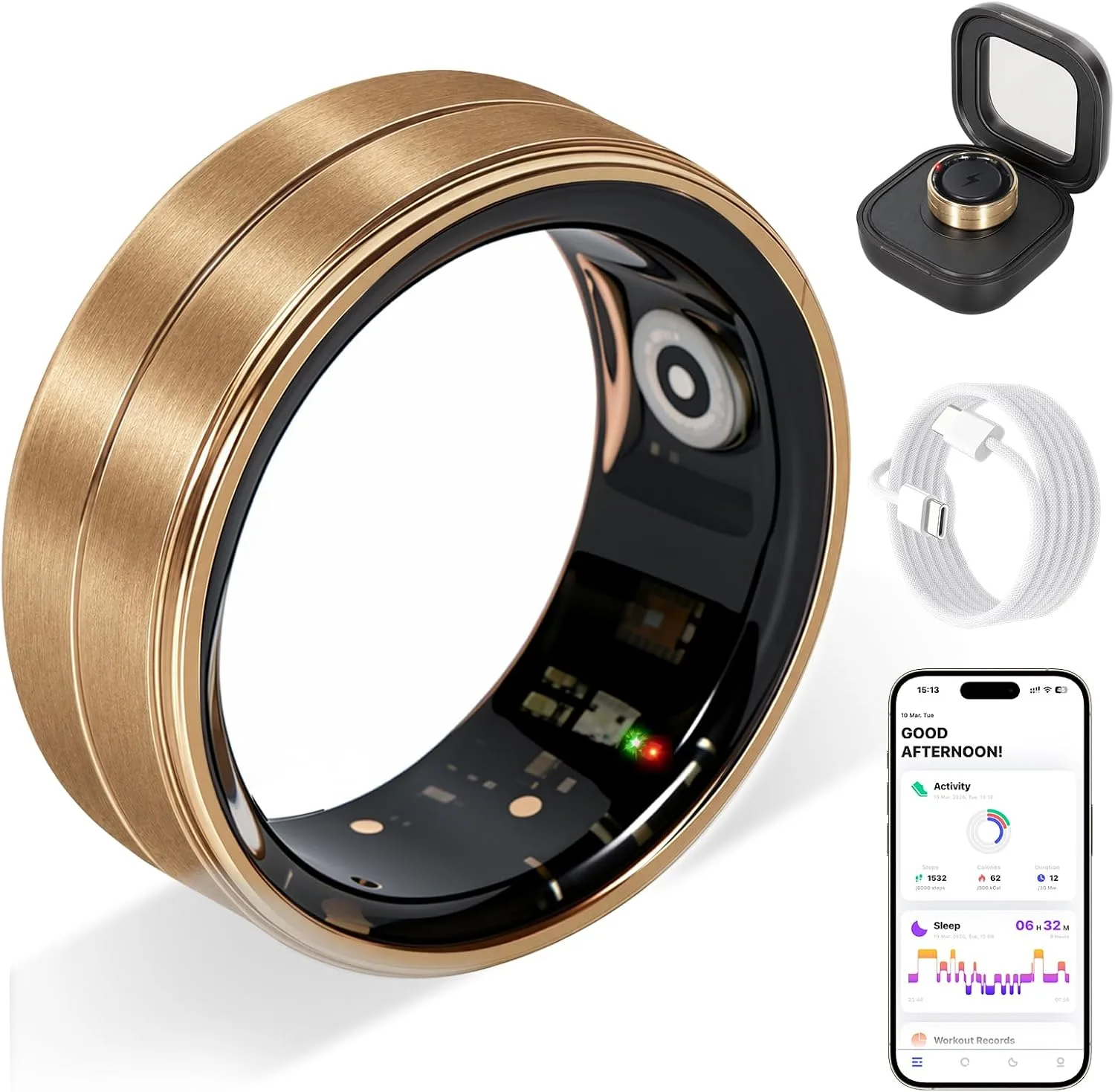 Smart Ring for Women Fitness Ring Health Ring, No Subscriptio Gold 9#