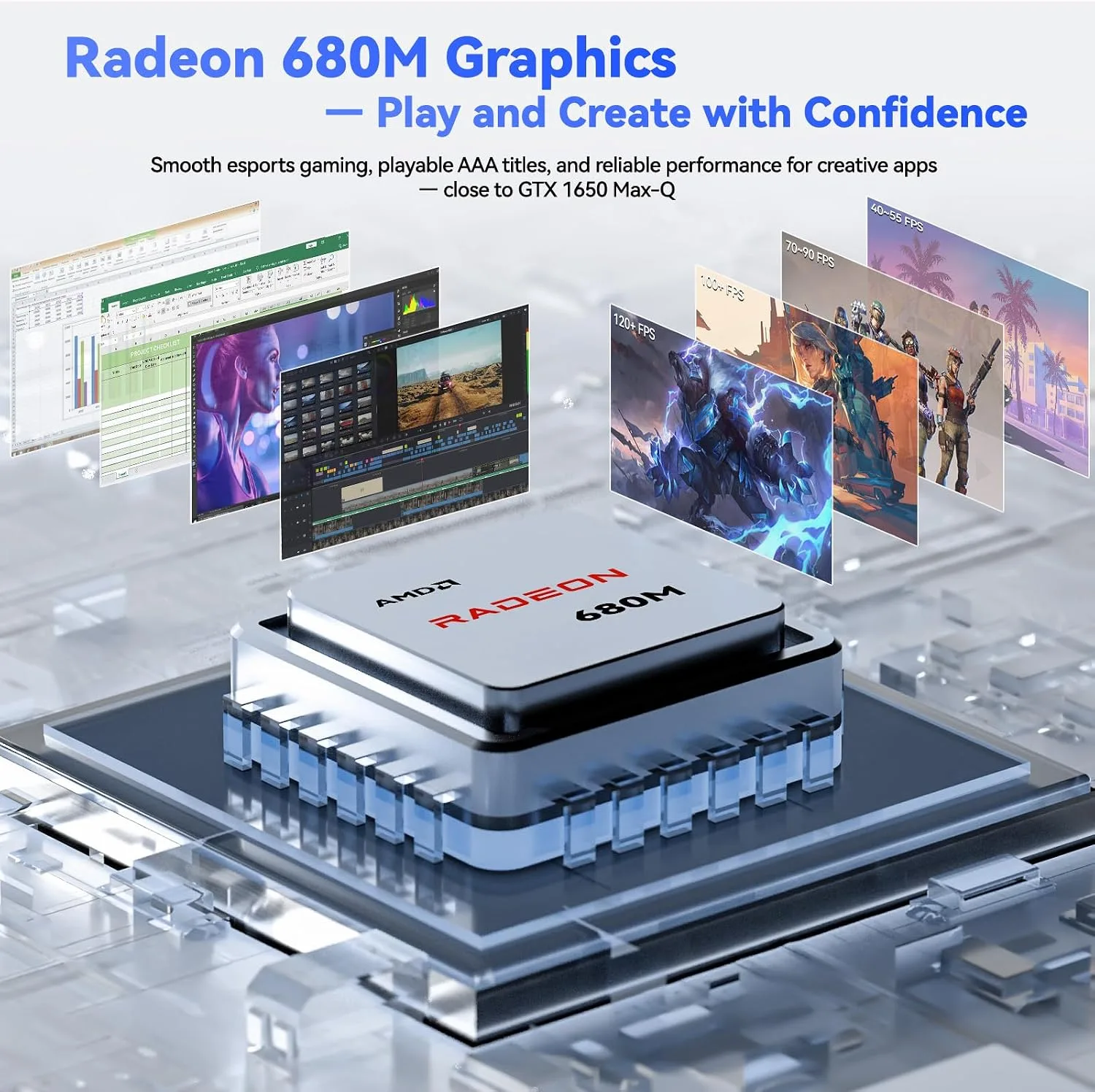 NIMO 17.3 FHD Light Gaming AI-Laptop, 8 Cores AMD R7 16GB DDR5 512GB SSD