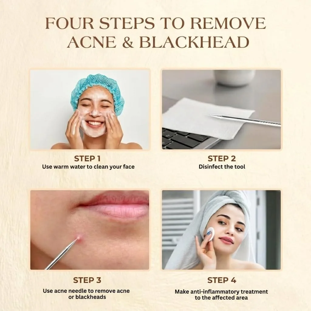 2 Pcs Pimple Popper Tool Blackhead Remover, Comedone Extractor for Acne