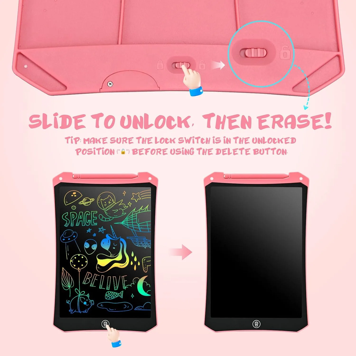 EooCoo 10 Inch LCD Writing Table for Kids, Drawing Pads 2 Pack
