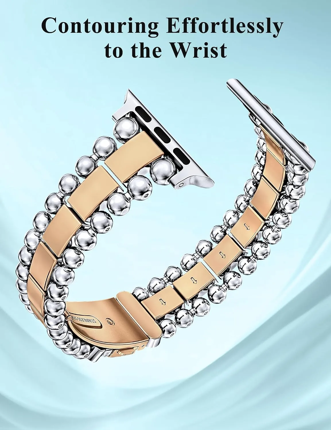 TOYOUTHS Dressy Metal Beaded Bracelet for Apple Watch Bands Women