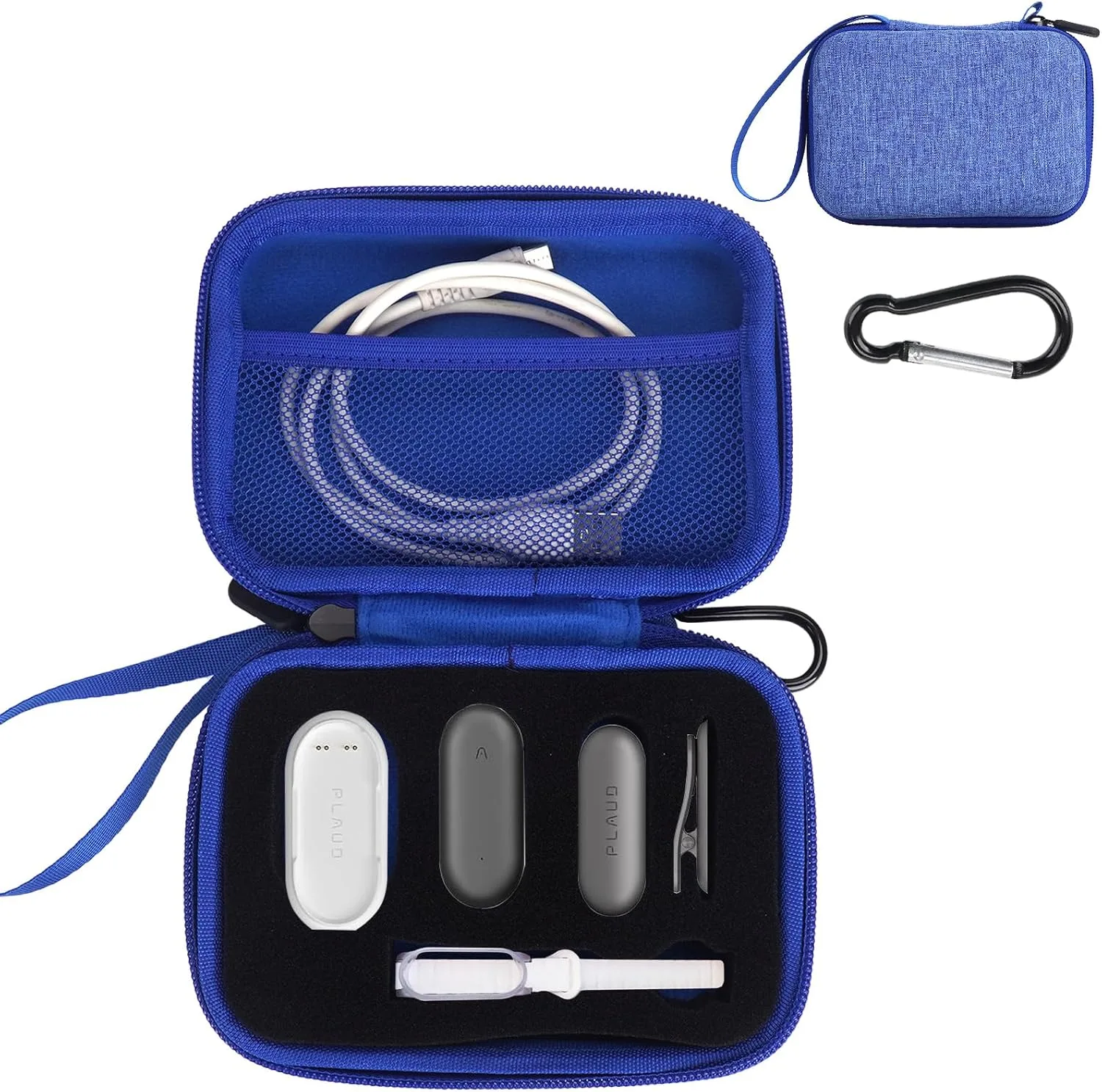 YouKnow Hard Case Compatible with PLAUD NotePin/NotePin S AI Voice Recorder - with Custom Foam Insert Holds Recorder, Magnetic Pin, Clip, Dock, Wristband & Cable (Case Only) (Blue)