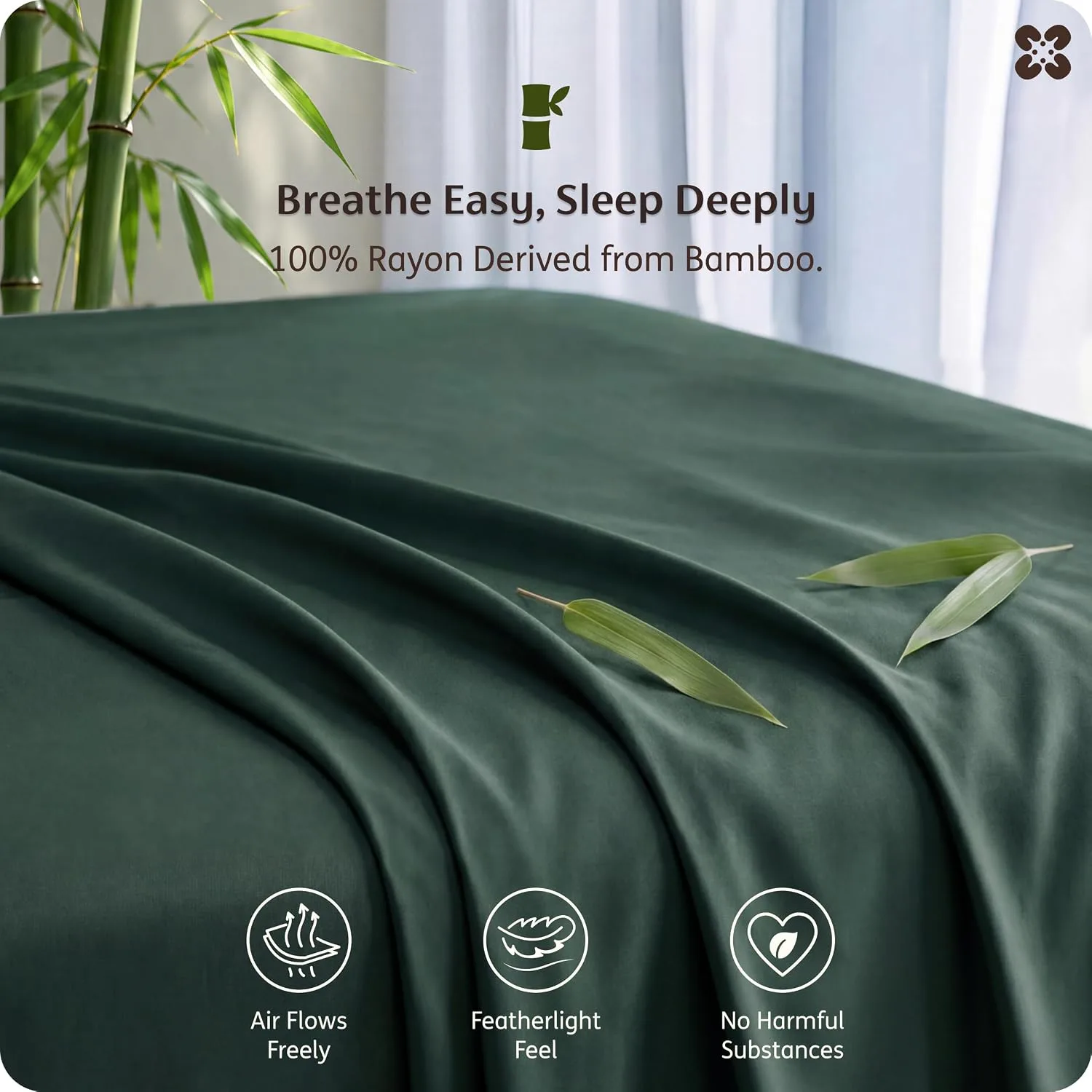 Bedsure PureWoven 100% Rayon Derived from Bamboo, Full Size Sheets, 4 PCS