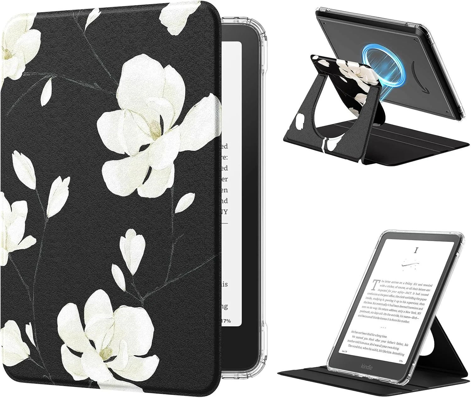 MoKo 360°Rotating Detachable Case for 7" eBook Reader, Magnolia