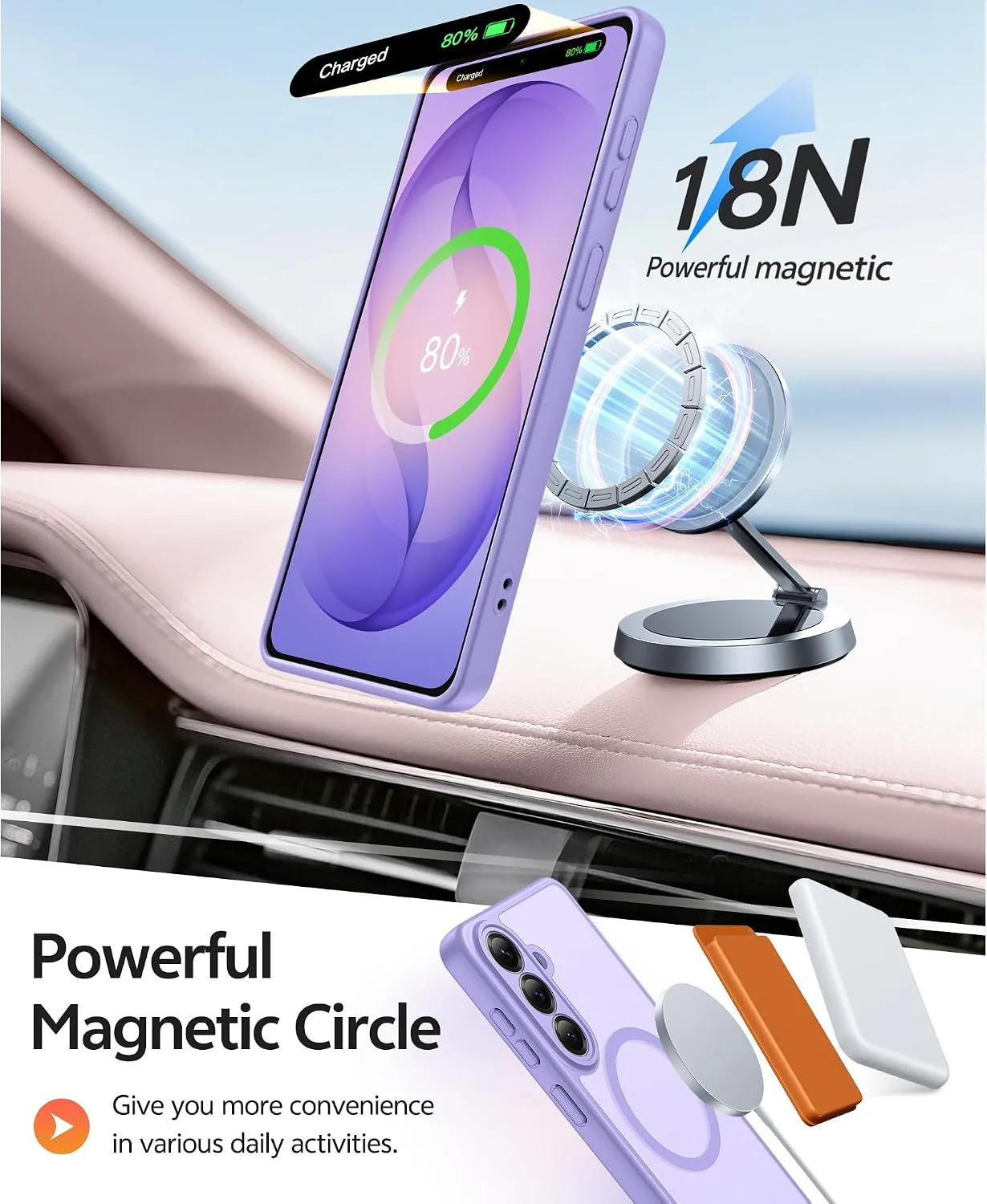 FNTCASE for Samsung Galaxy S26 Case, Fit for Magsafe, Light Purple