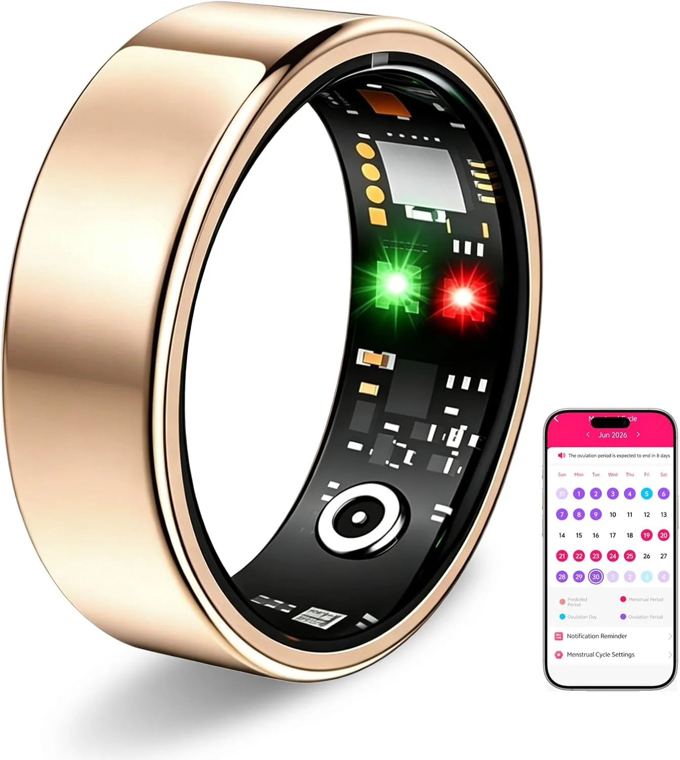 Smart Ring for Women Men, Health Tracking Ring No APP Fee (Rosegold,8)