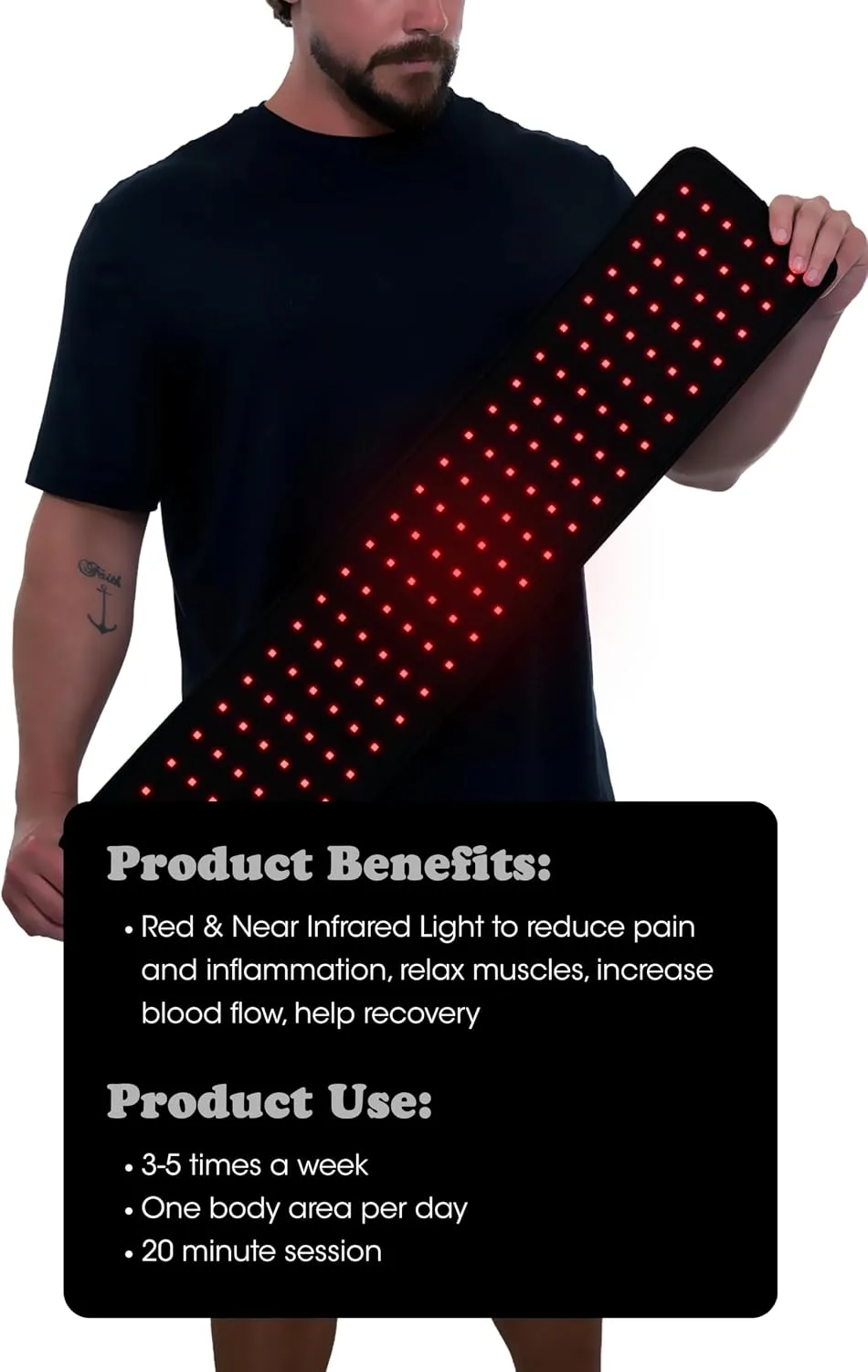 Fringe Red Light Therapy Long Wrap, Wireless, 660nm & 850nm Infrared