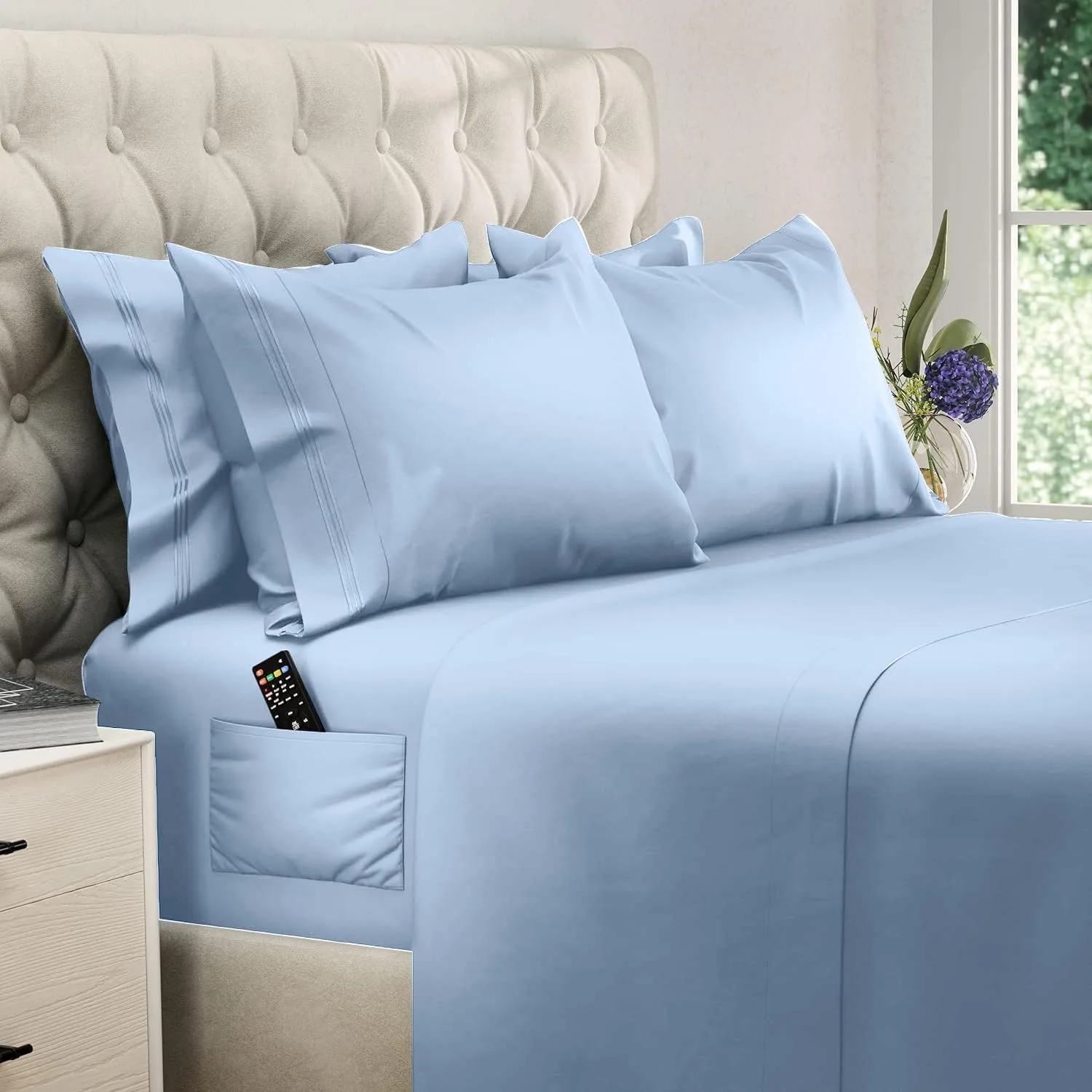 DREAMCARE King Size Sheets Set - 6 pcs Breathable Cooling Sheets King Size