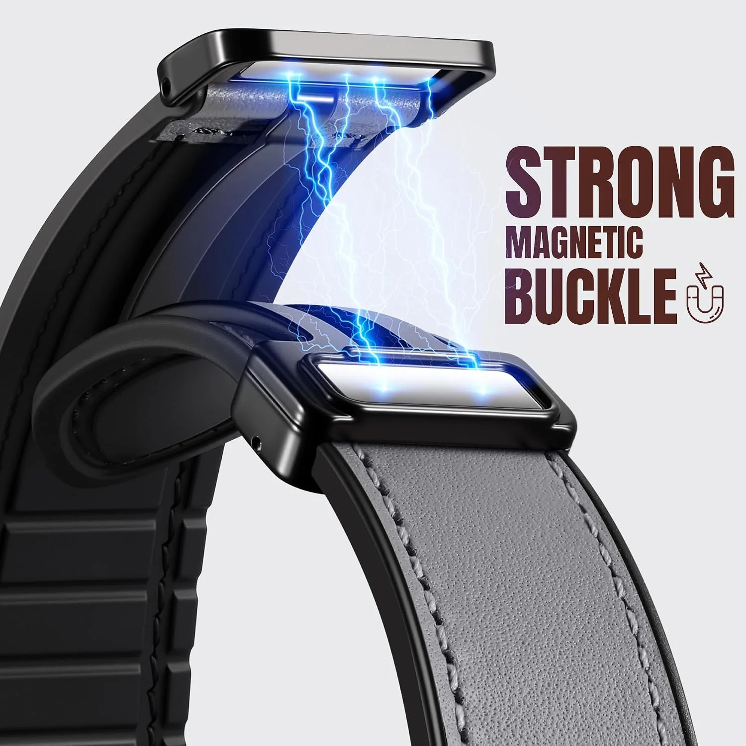 Charlam Magnetic Leather Bands Compatible with Samsung Galaxy Watch 7 Band 6 5 4 FE Active 2 40mm 44mm/Watch 6/4 Classic/Watch 5 Pro/3, 20mm Genuine Leather Straps for Samsung Watch Bands Men Women