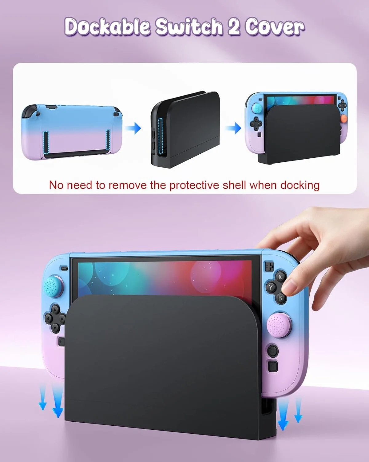 FYOUNG Switch 2 Cute Cover Case, Dockable Protective Shell for Nintendo 2