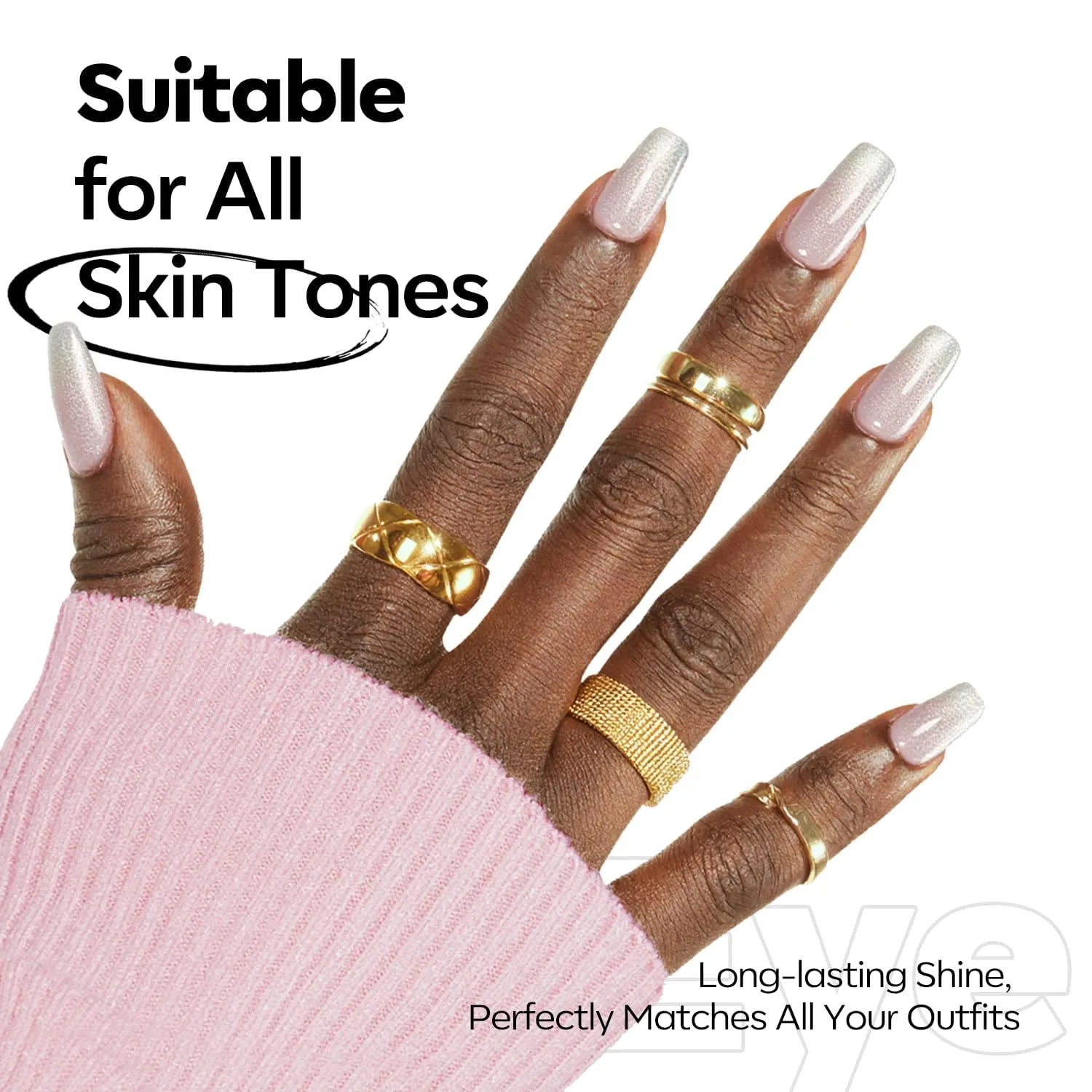 modelones Cat Eye Gel Nail Polish, Silver White Glitter Gel Polish
