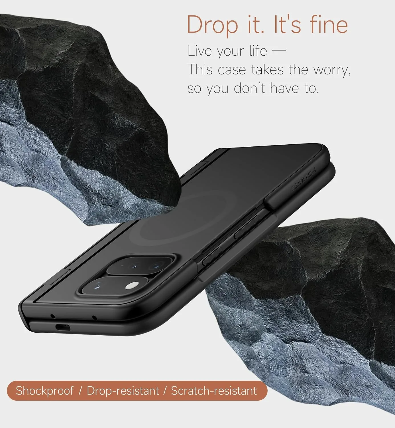 SURITCH for Google Pixel 11 Pro Fold Case with Screen Protector, Compatible with MagSafe, Magnetic Shockproof Protective Cover Slim Bumper Cases with Hinge Protection & Built-in Kickstand, Black