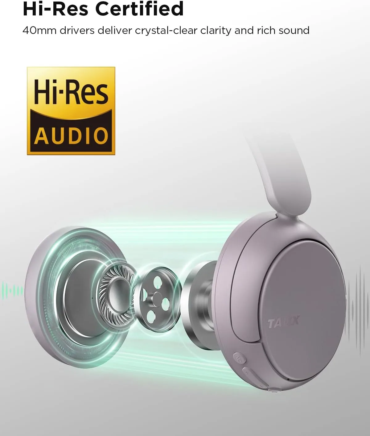H30 Hi-Res Bluetooth Headphones Wireless Over Ear, Purple