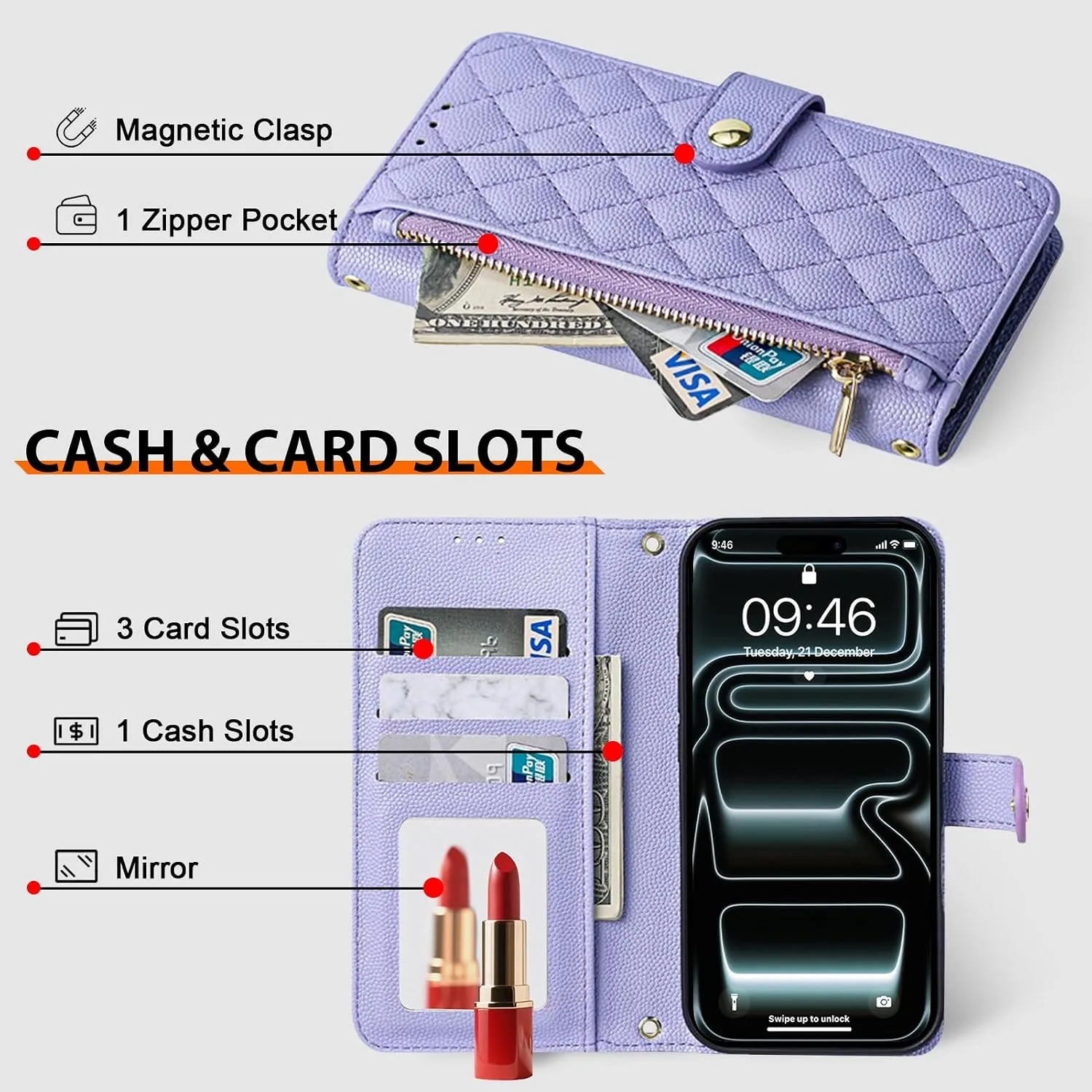 Wallet Phone Case Crafted for iPhone 17 Pro Purple