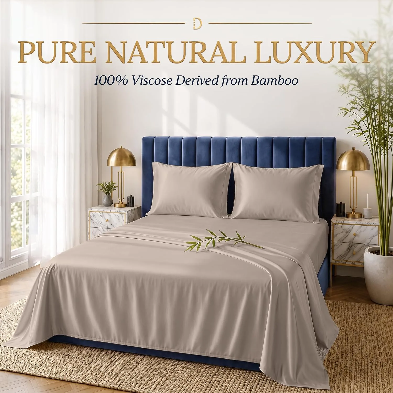 DECOLURE 100% Viscose from Bamboo Sheets Twin Size | 3 Pc Cooling Bed Set