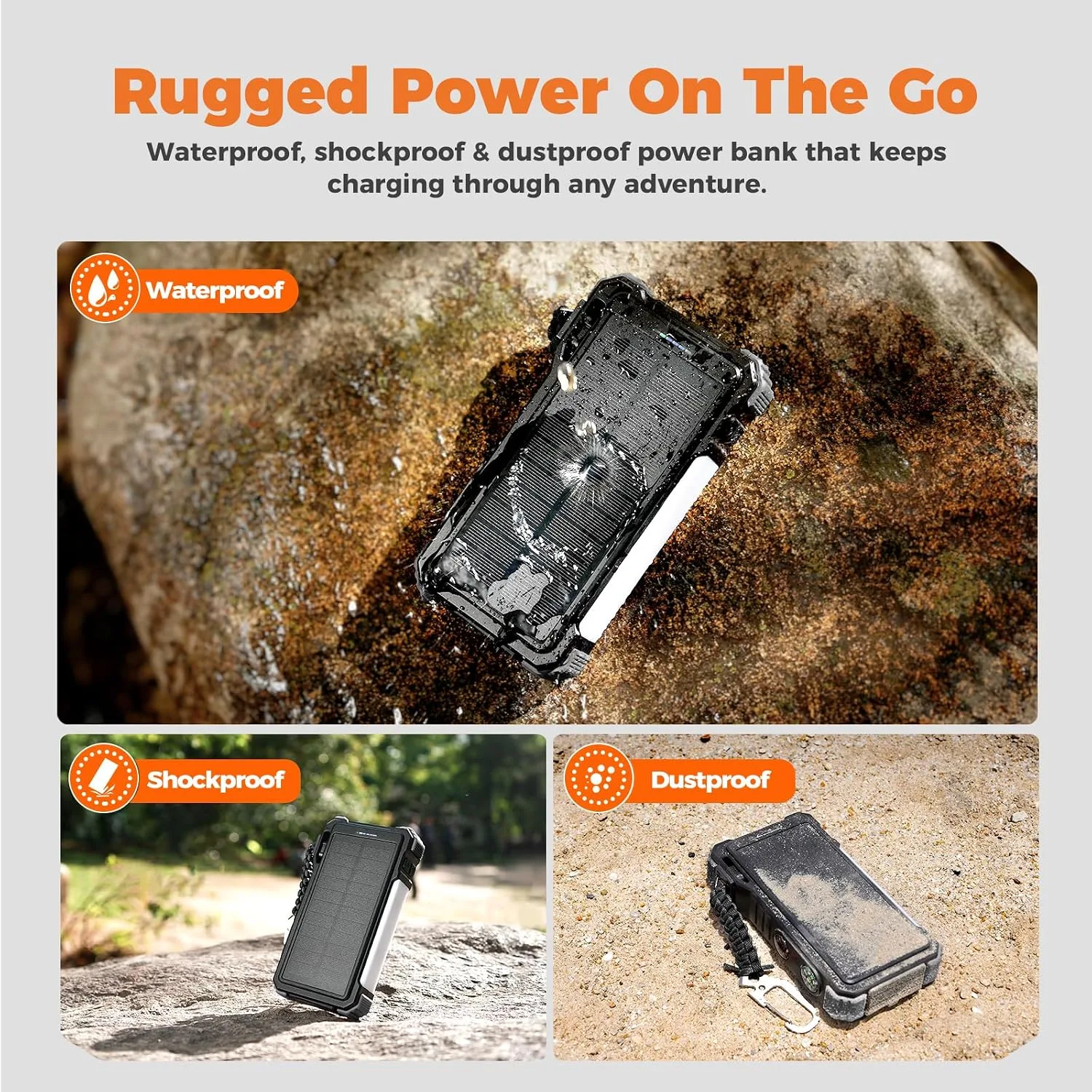 BLAVOR Solar Power Bank 20000mAh, Wireless Charger for Phones & Apple Watch