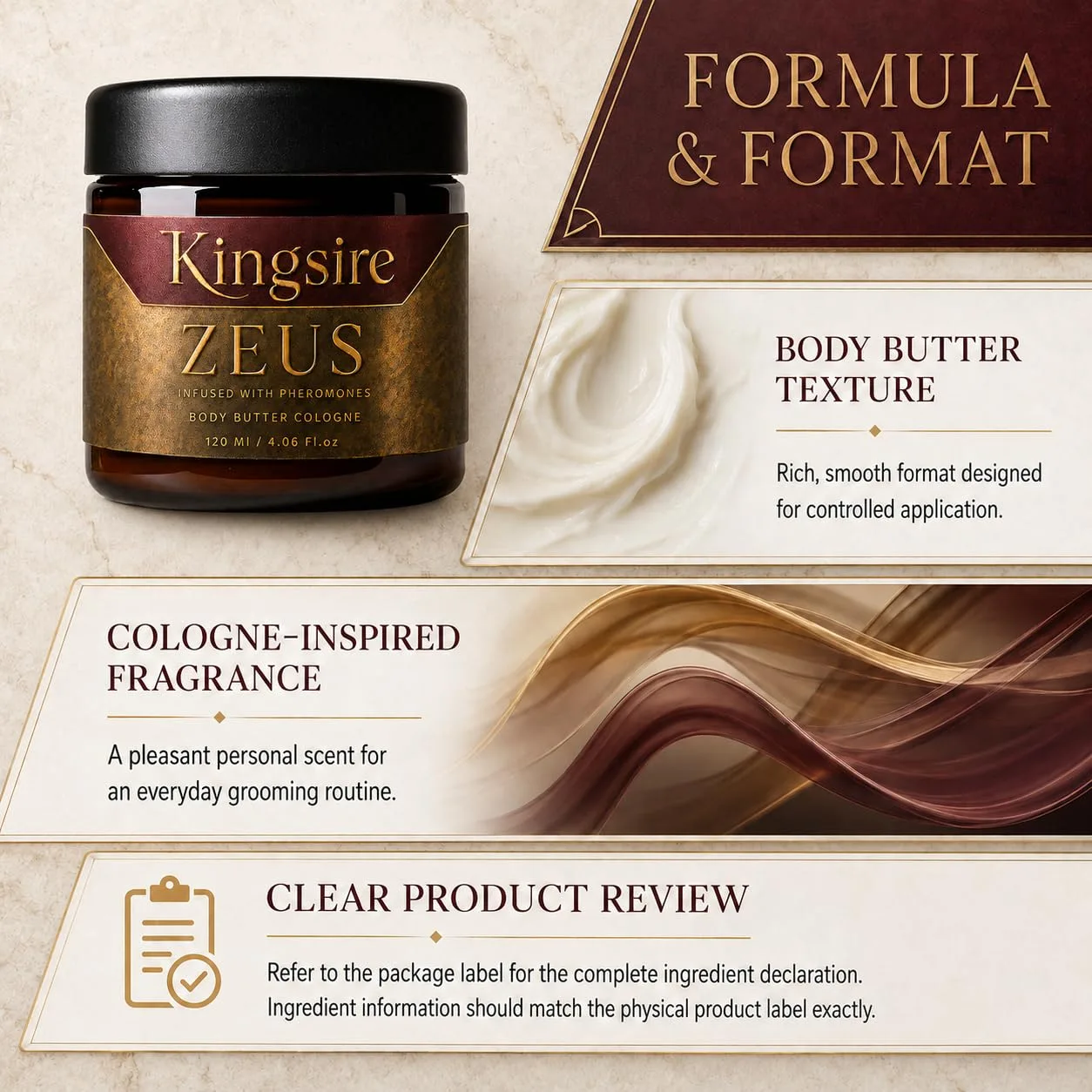 Kingsire Body Butter Cologne for Men, 120ml