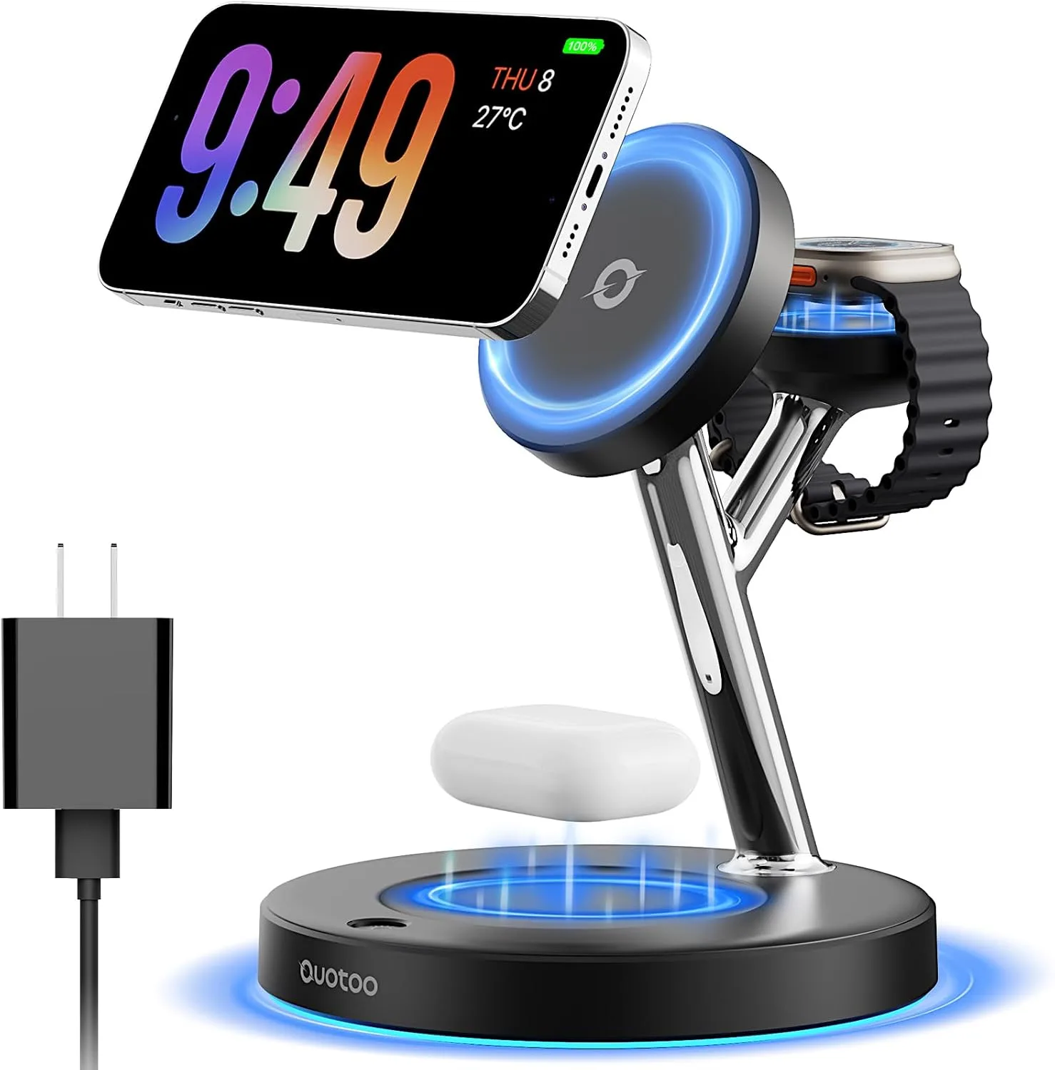 Cargador inalámbrico 3 en 1 Ouotoo MagSafe para iPhone Apple Watch AirPods