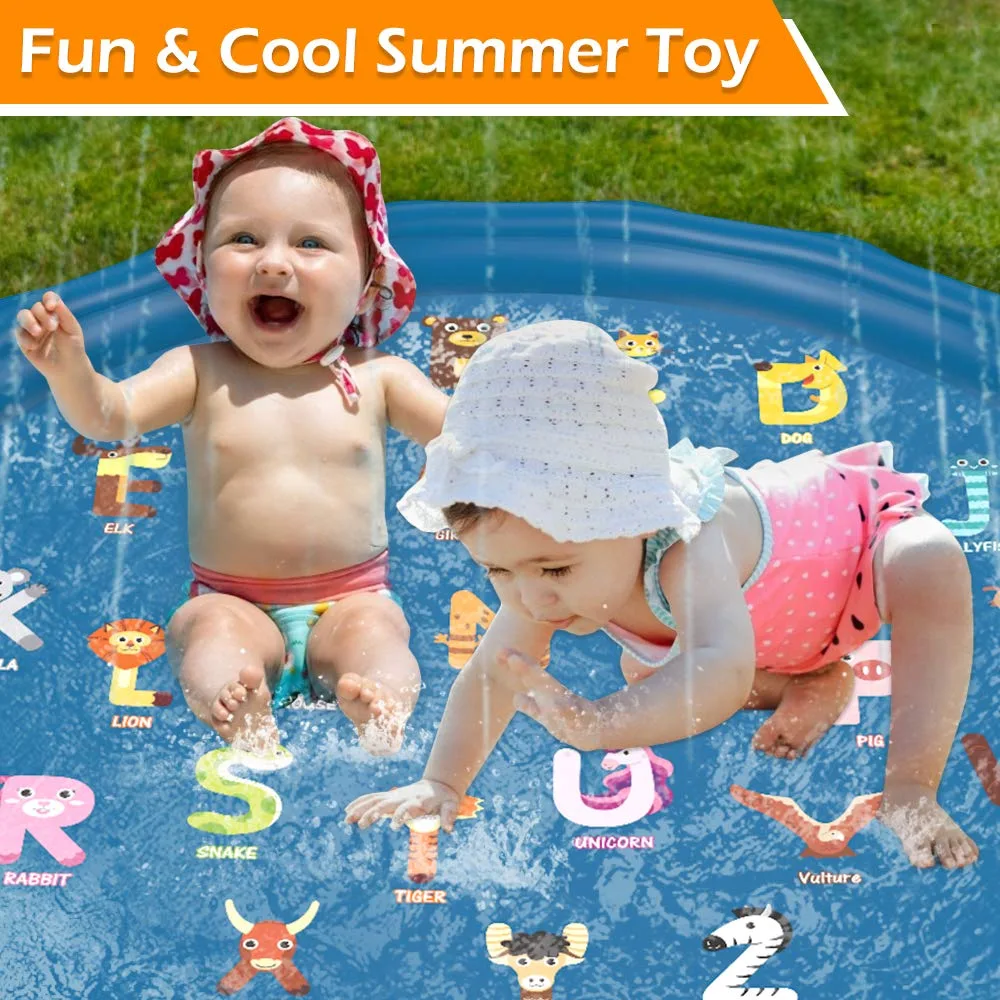 Jasonwell Splash Pad Sprinkler for Kids 60" Splash Play Mat Outdoor Water Toys Inflatable Splash Pad Baby Toddler Pool Boys Girls Children Outside Backyard Dog Sprinkler Pool for Age 1 2 3 4 5 6 7 8 9