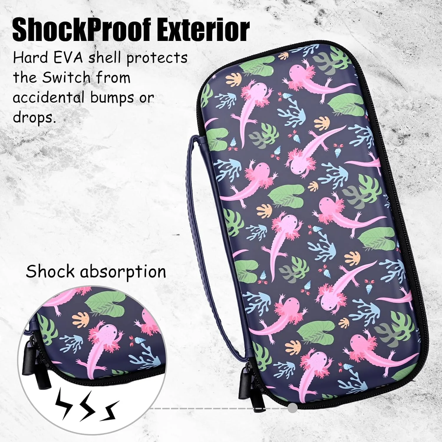 WtallasiSei Axolotl Carry Case Compatible With Nintendo Switch Lite And Switch Oled, Hard Portable Travel Storage Bag For Accessories Console
