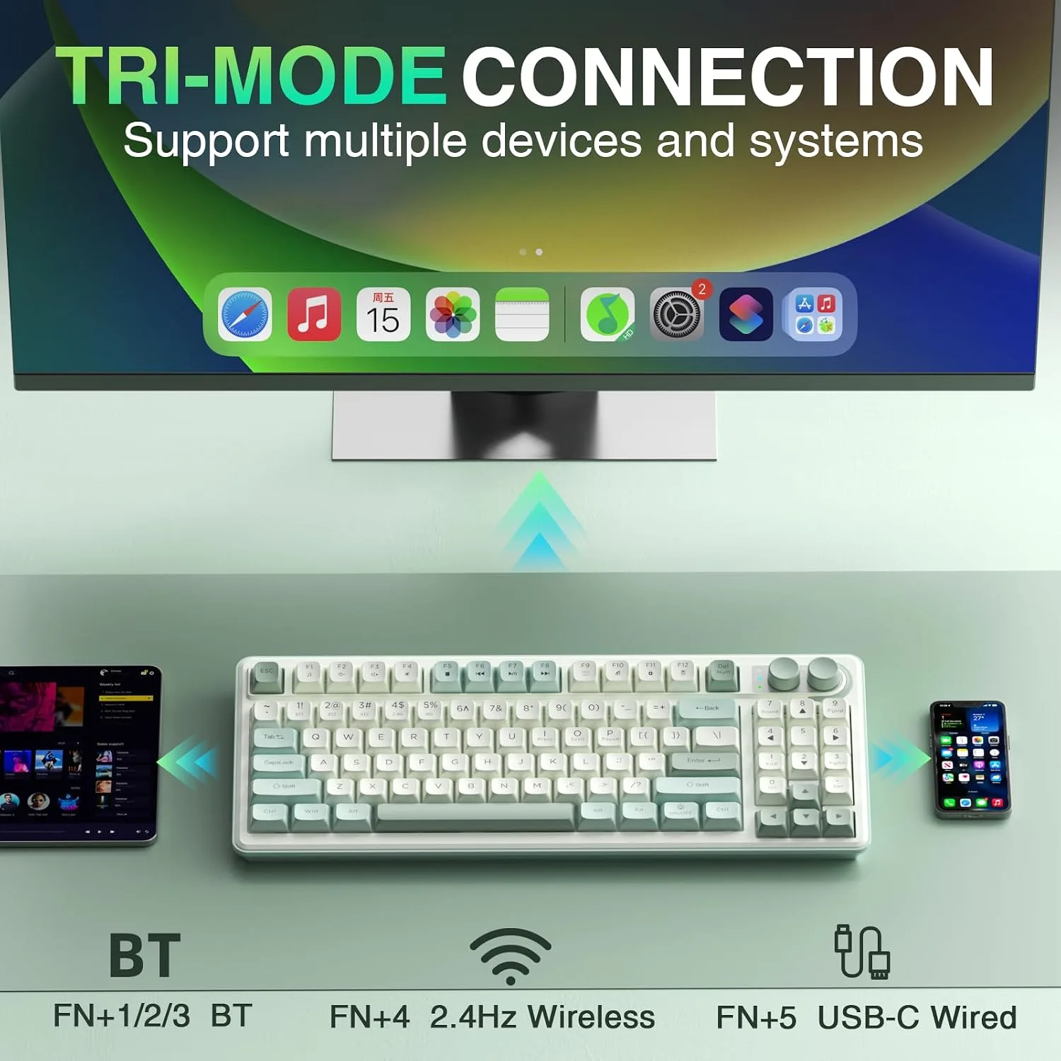 SOLAKAKA SK90 75% Wireless Gaming Keyboard with Media Knob & Number Pad