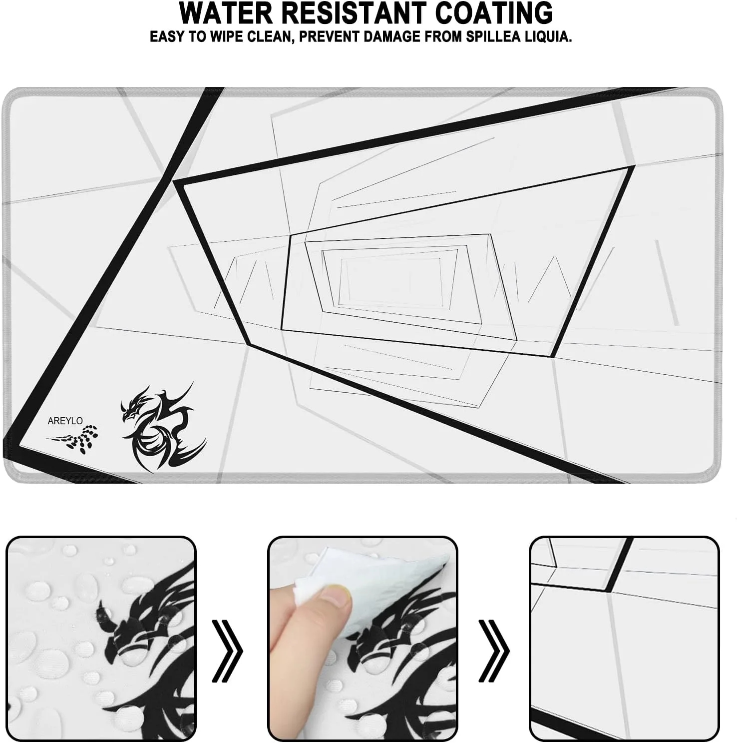 Mouse Pad Gaming, Waterproof Extra Large Mousepad with Stitched Edges, 31.5" x 15.7" Non-Slip Rubber Base Office Big Long Keyboard Pad for Office Gamer Home XXL, (White Square)