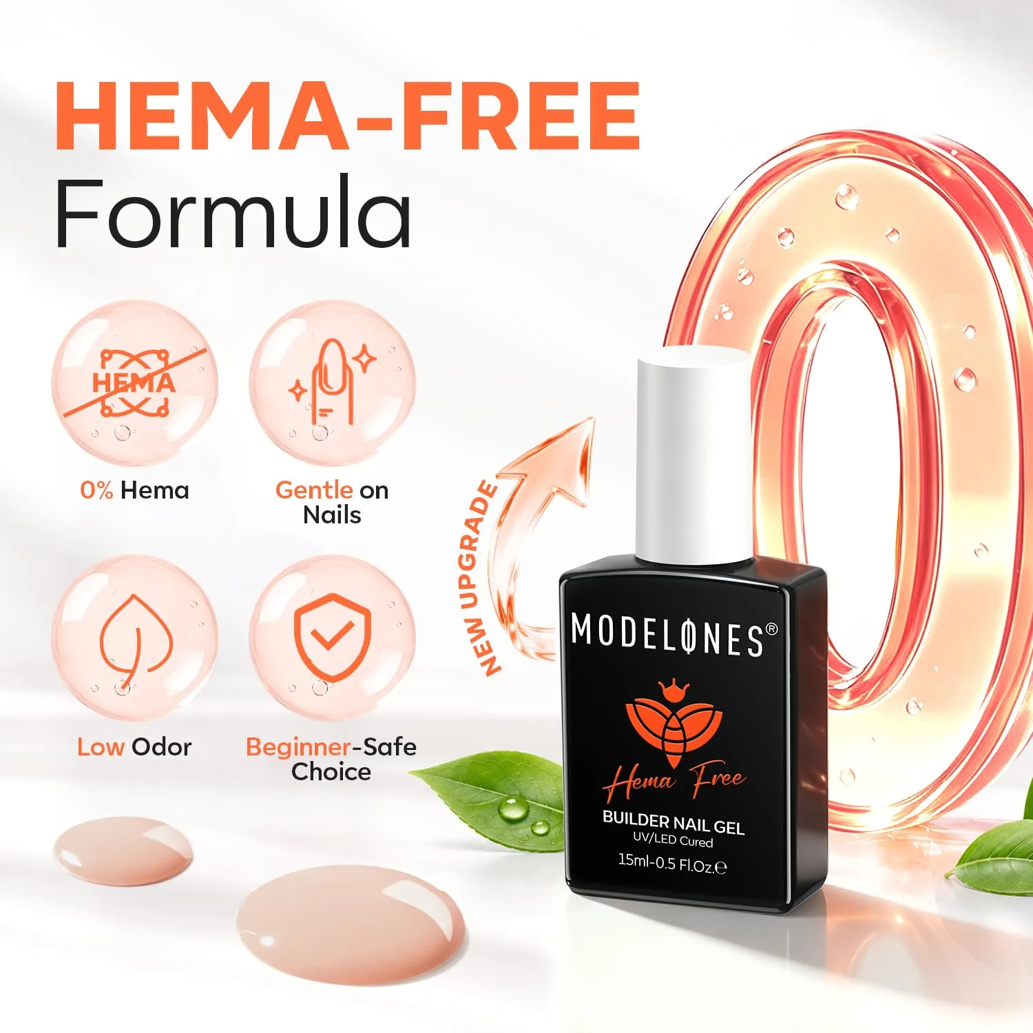 modelones Builder Nail Gel HEMA-Free Neutral Nude Builder Strengthener