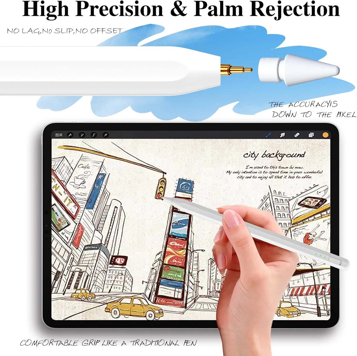 Stylus Pen for iPad11&10thGen,14Mins Faster Charge, with Pencil Holder,Palm Rejection, Tilt Sensitivity, for iPad Air11&13-inch(M3/M2), iPad Pro 11&13-inch (M4),iPad 6-11th,iPad Pro 11/12.9 inch