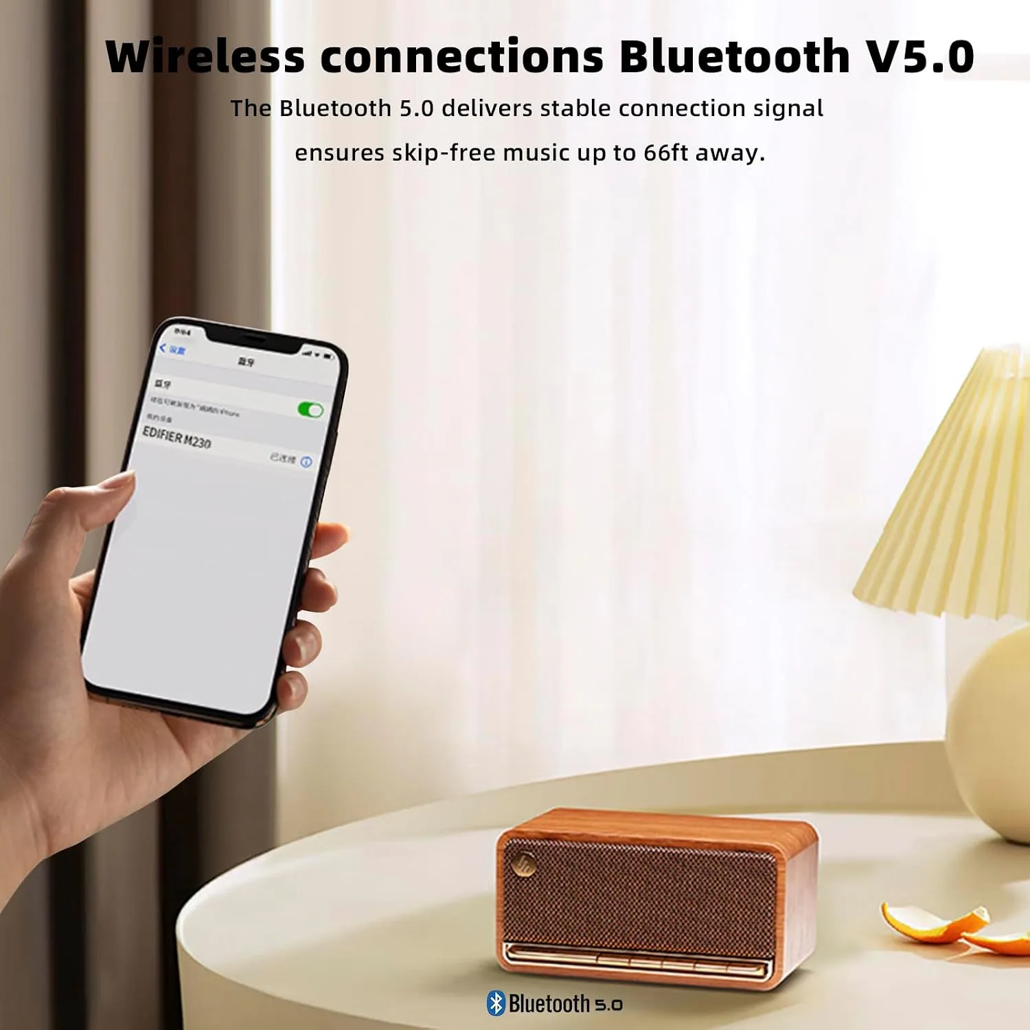 Edifier Retro Wood Bluetooth Speaker,Wireless Portable Speakers with 20W Stereo Sound,Vintage Decor Speaker with AUX,USB Soundcard,Micro SD Brown