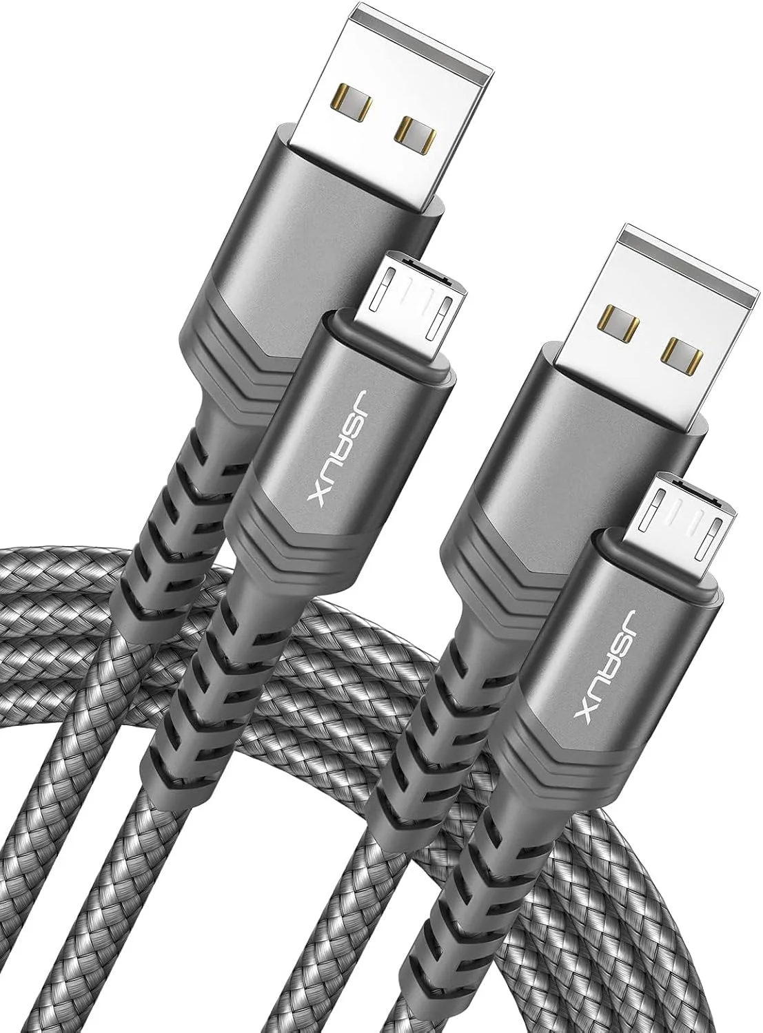 JSAUX Micro USB Cable for Android, 2-Pack 6.6FT Kindle Charger Cable -Grey