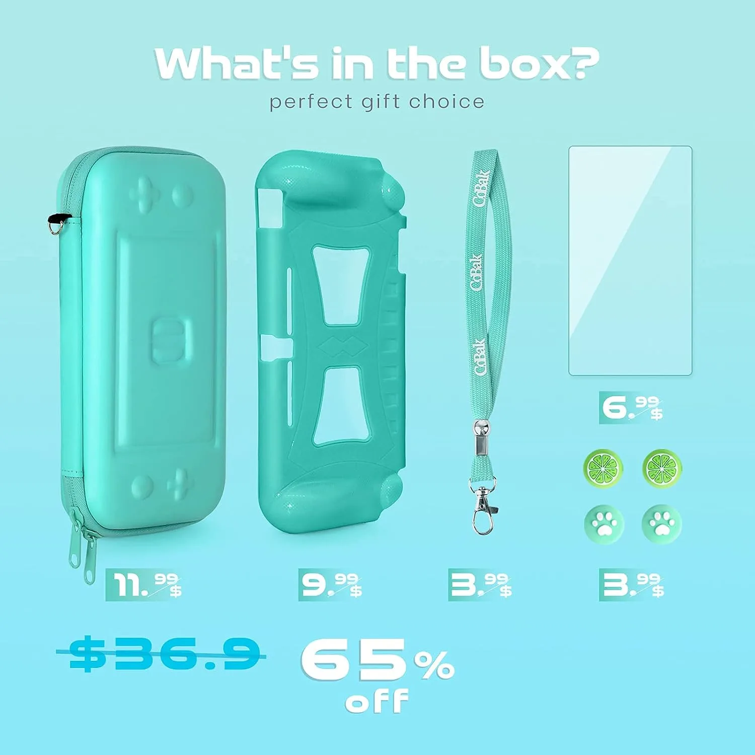 CoBak Carrying Case for Nintendo Switch Lite with 1 Screen Protector