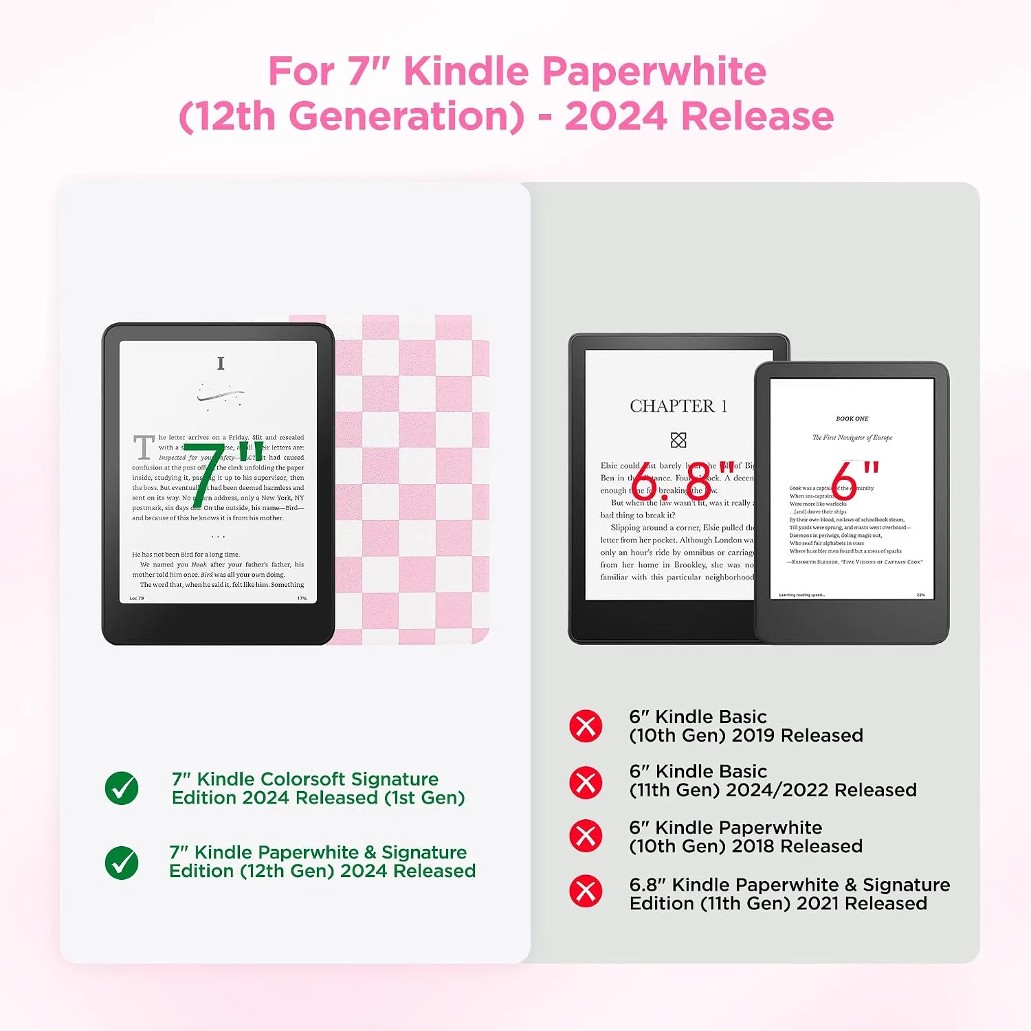 Clear Case for 7'' Kindle Paperwhite 12th Gen 2024 & Colorsoft