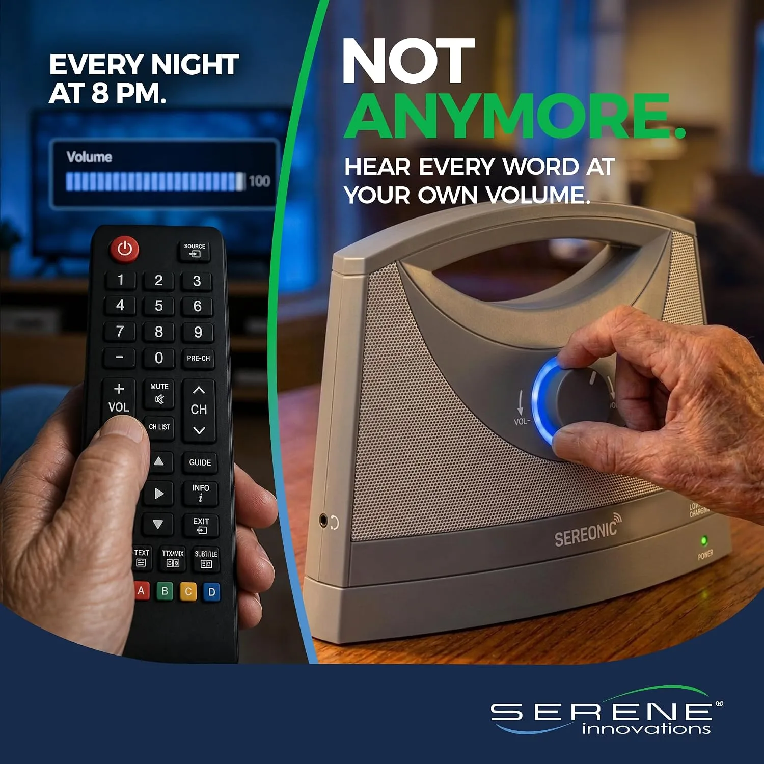 SEREONIC Wireless TV Speakers for Hard of Hearing - Portable, Powerful, and Convenient