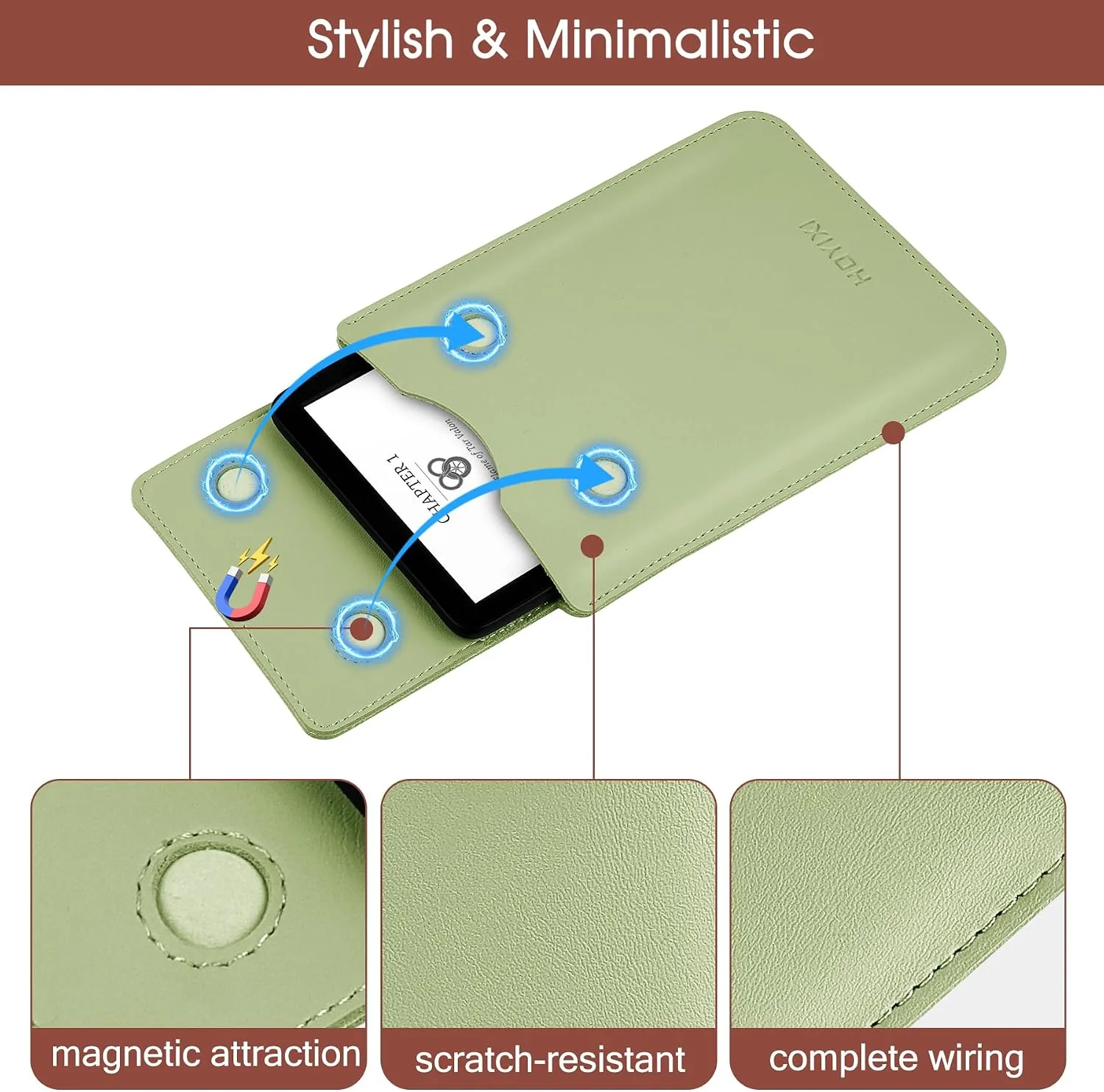 HoYiXi Universal Sleeve Case for 6.8",7" Paperwhite/Colorsoft/Signature Edition 2025 & 2021 Compatible 6.8" Kobo Clara HD/Pocketbook/Tolino Protective Case for 6.8'' 7'' ebook Reader, Light Green