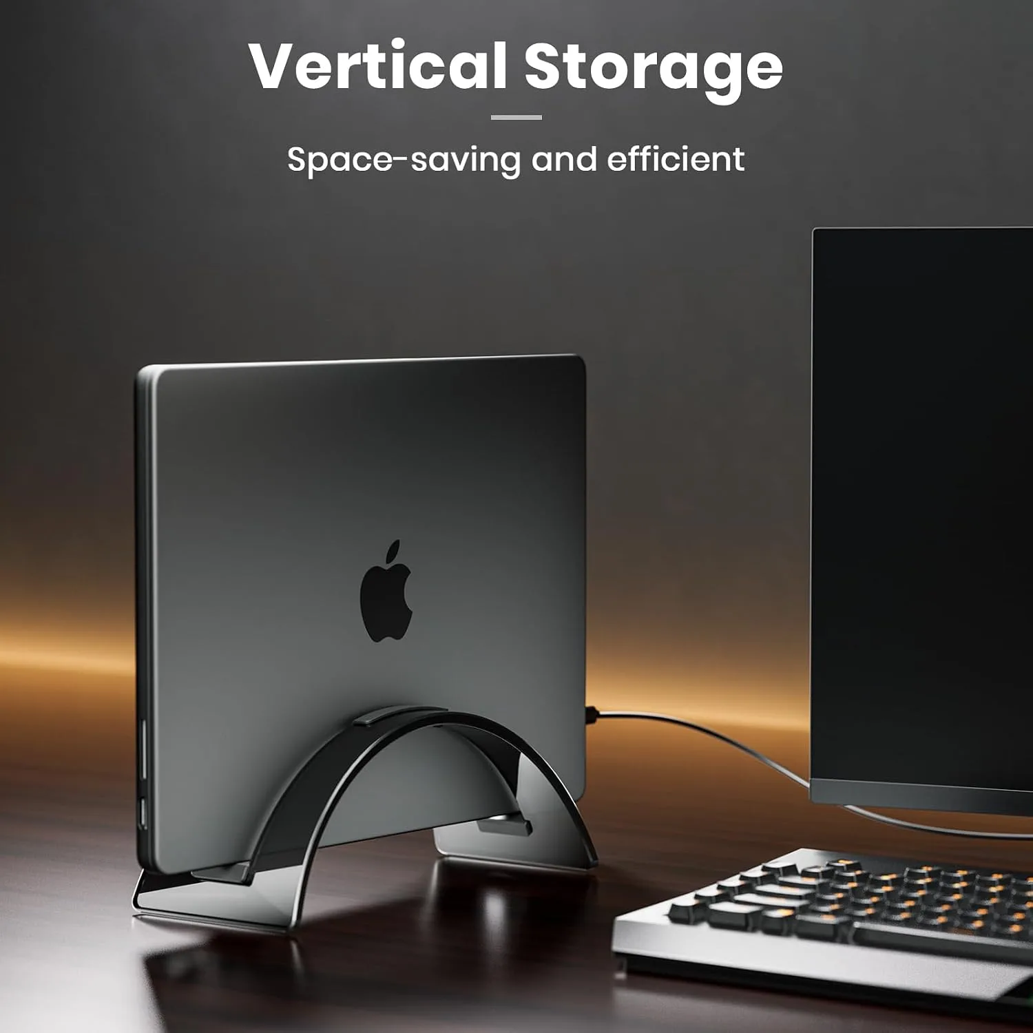 Yikola Vertical Laptop Stand for Desk, Vertical Laptop Hoder Space-Saving Organizer for All MacBook, Laptop Stand Acrylic Invisible Desktop Notebook Dock-Black…