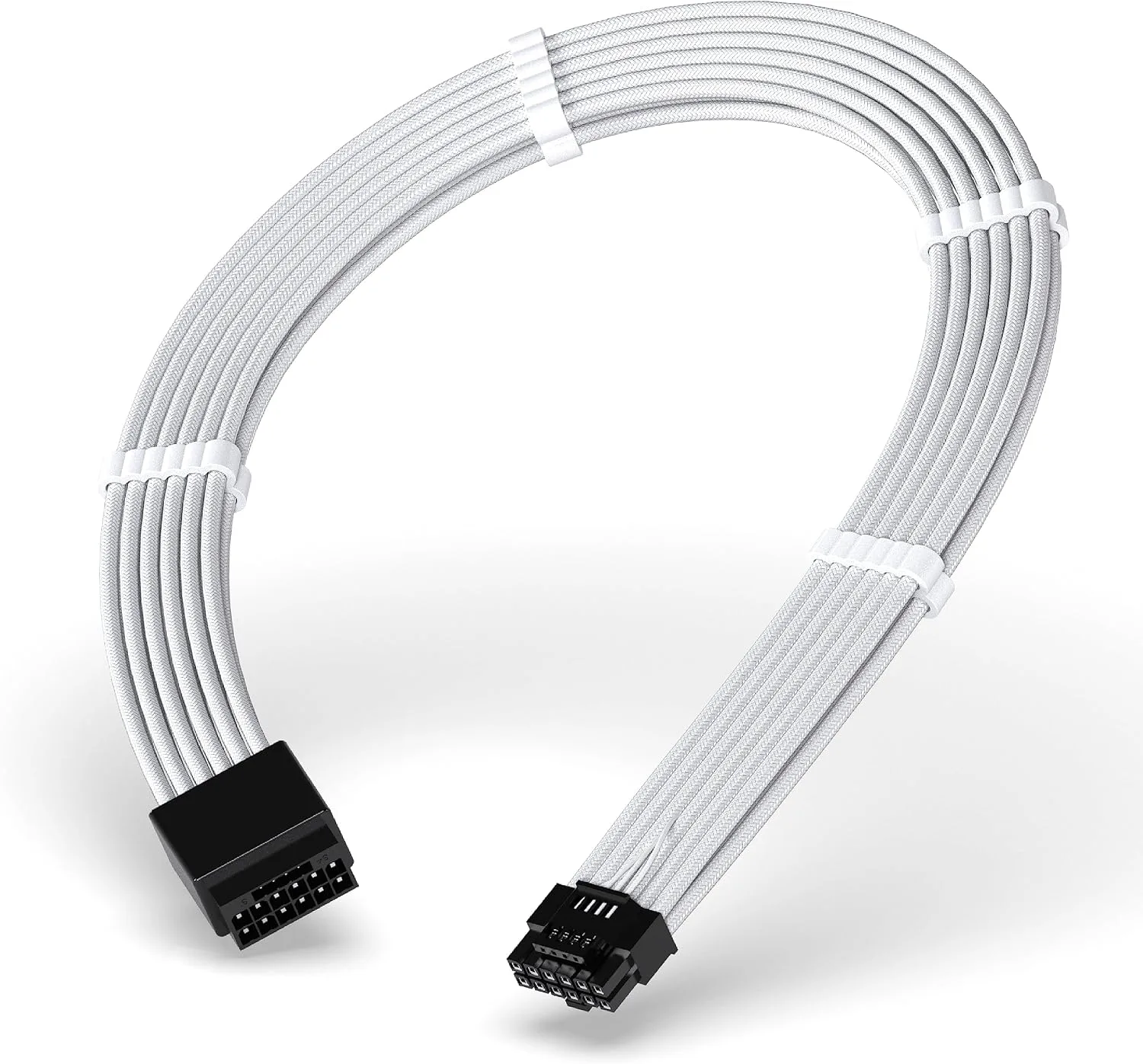 EZDIY-FAB 16pin (12+4) 12VHPWR PCIe 5.0 GPU Power Sleeved Cable Extension, Male to Female, Compatible with RTX 5080, 5070, 4090, 4080, 4070,16AWG with Cable Combs-White