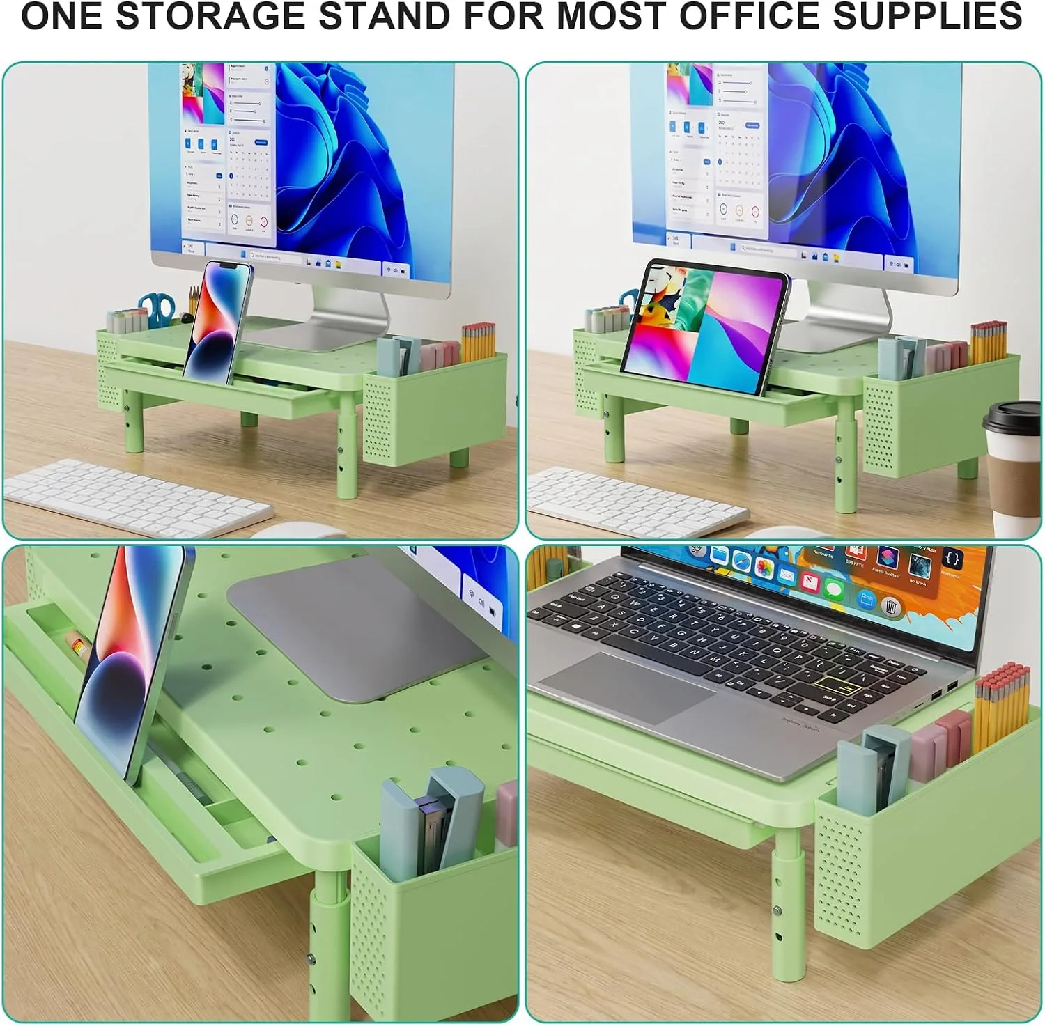 WALI Computer Monitor Stand with Storage and Pen Holder