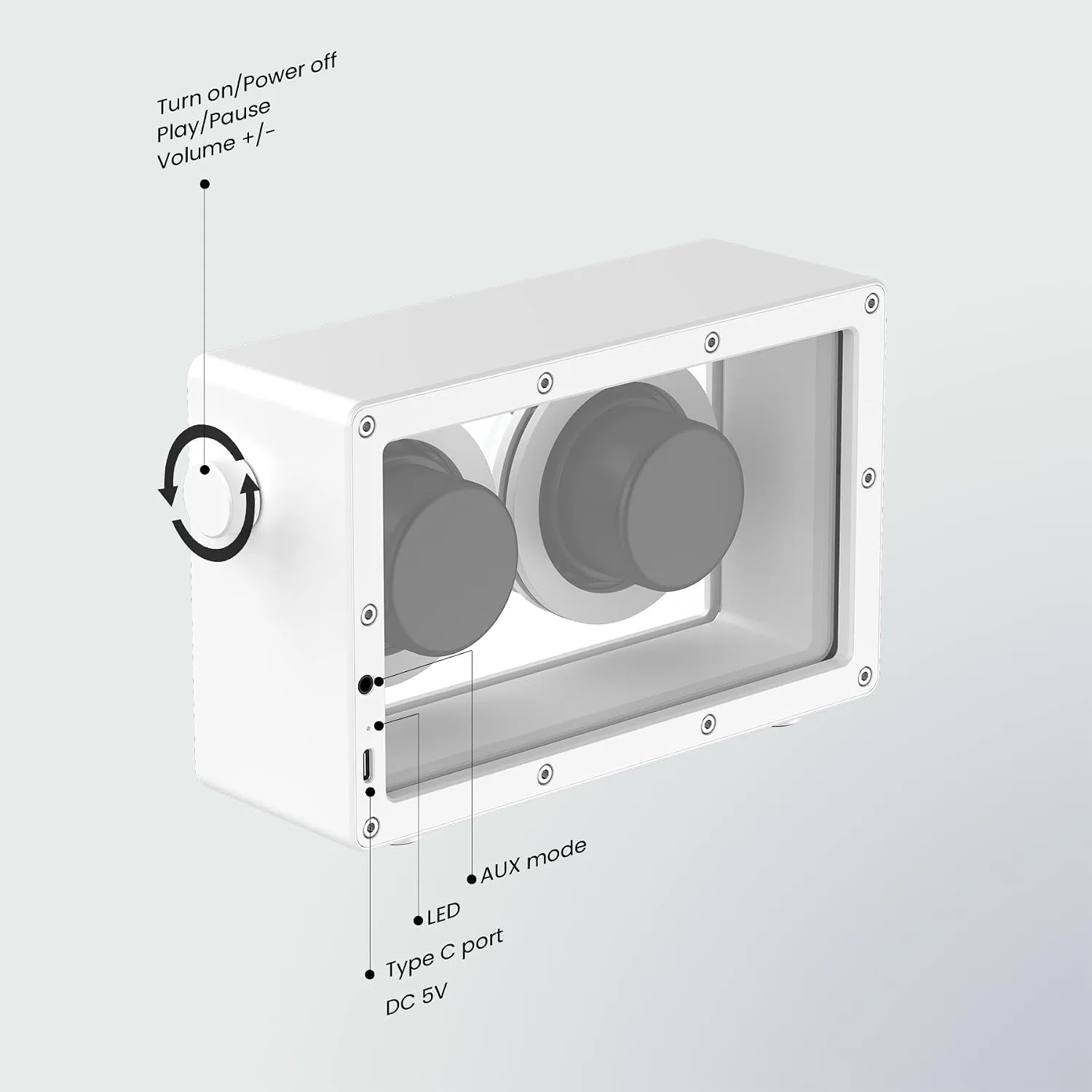 JAYINE Cassette Portable Bluetooth Speaker, 16W Minimalist Speakers Bluetooth Wireless Loud, HD Powerful Sound and Wide Compatibility V5.3 for Indoor Outdoor - White