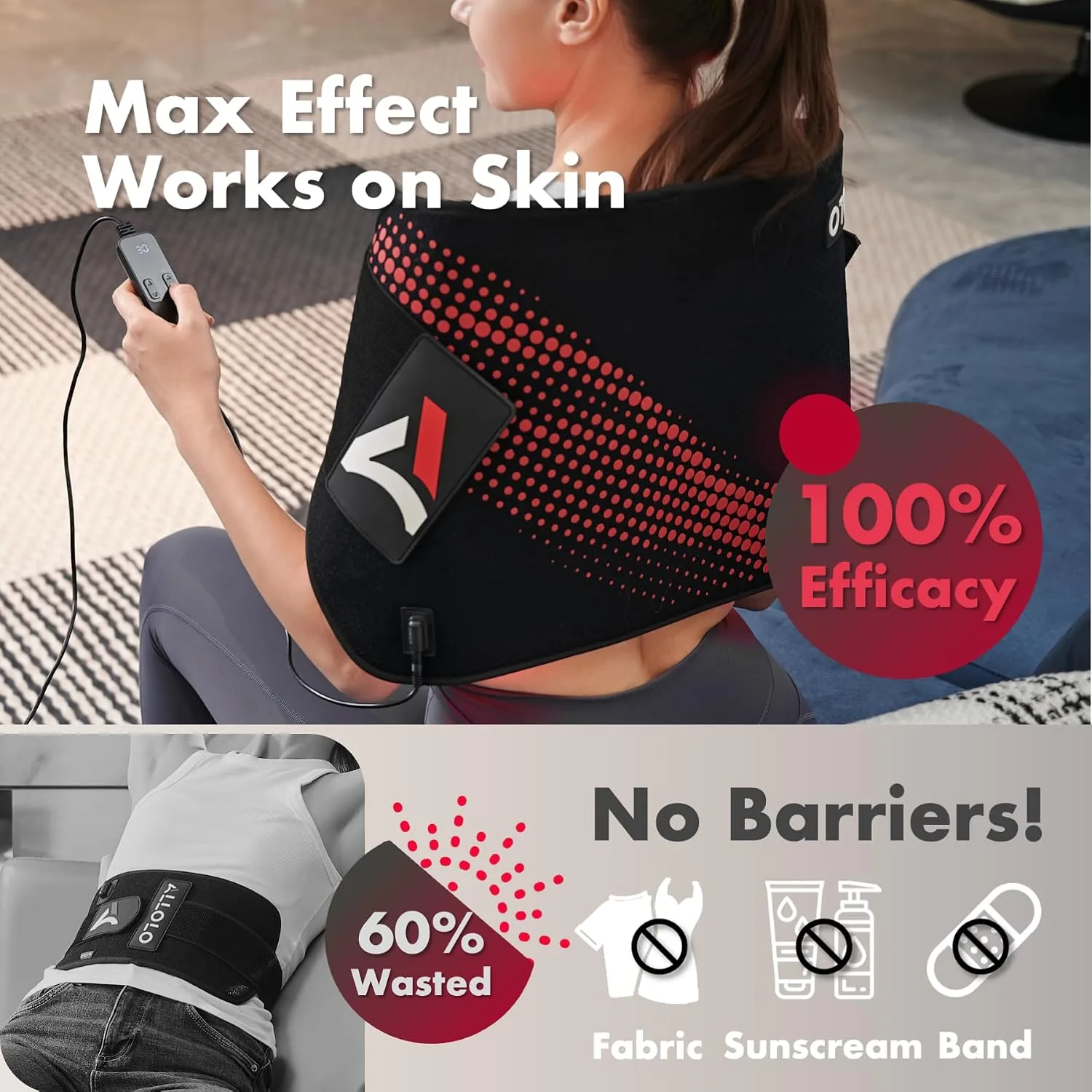 ALLOLO Red Light Therapy for Body, 3 in 1 LEDs Red Light Therapy Belt