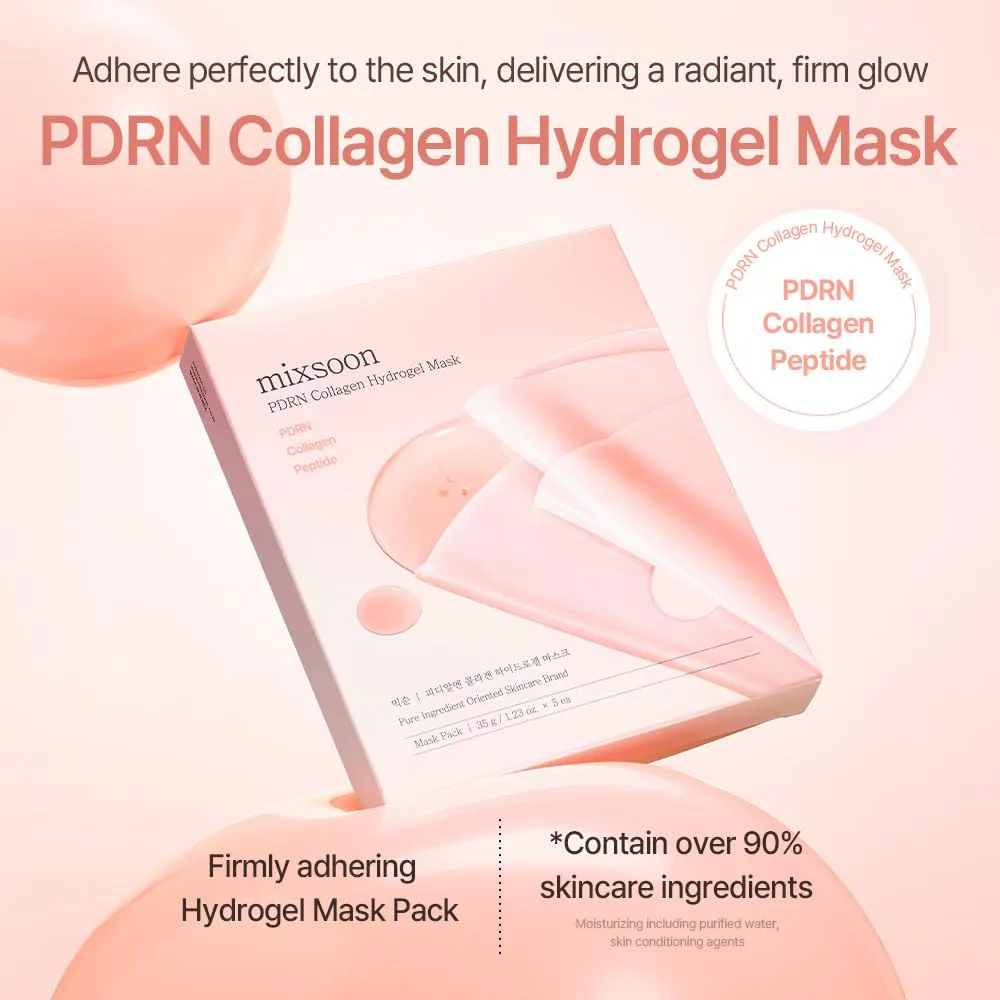 mixsoon Collagen Hydrogel Face Mask Hydration All-In-One Firming, Soothing Gel Formula Face Mask for Radiant, Smooth Skin Stocking Stuffers Korean Glass Skin Care (1Count (Pack of 5), PDRN)