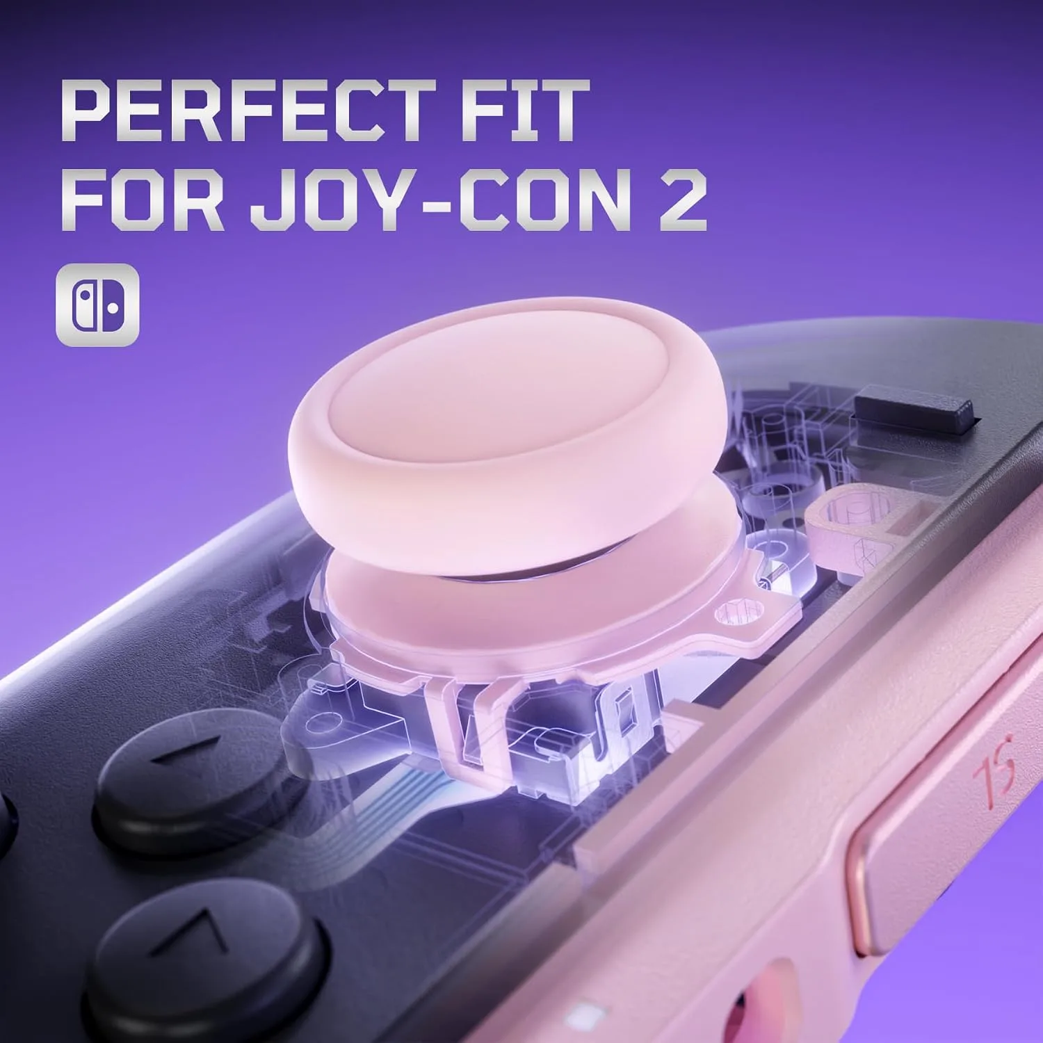 eXtremeRate Replacement 3D Joystick & Thumb Grips & Side Rail Shell Buttons for Nintendo Switch 2 JoyCon, Console Rail Stickers Left Right Analog Thumbsticks Caps for Switch 2 - Cherry Blossoms Pink
