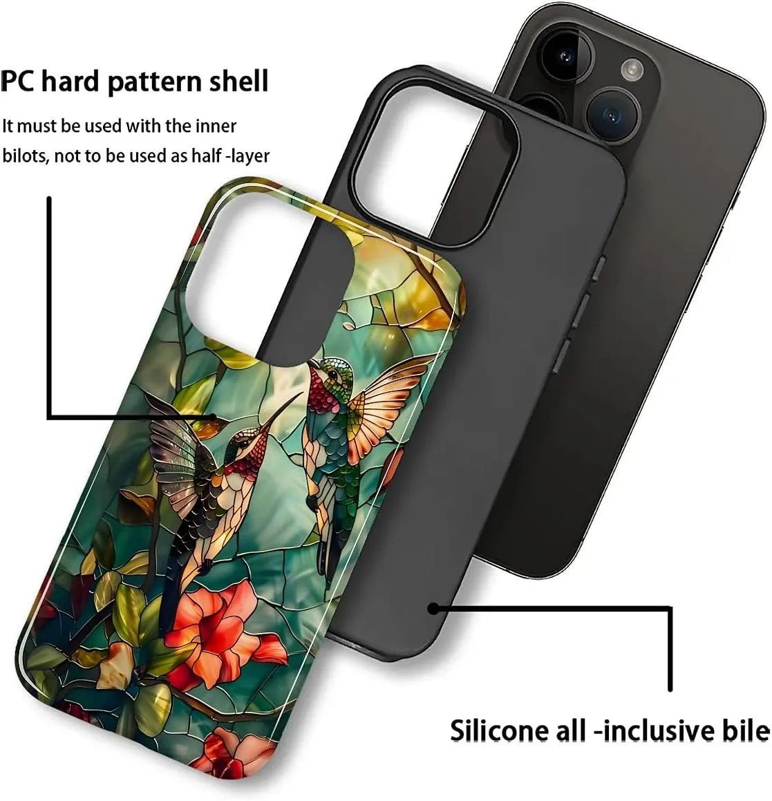 DAIZAG Case for iPhone 12 Pro Max,Mixed 2 Layer Design Shockproof Soft TPU Ddouble Protection Phone Case for iPhone 12 Pro Max-Gorgeous Hummingbird
