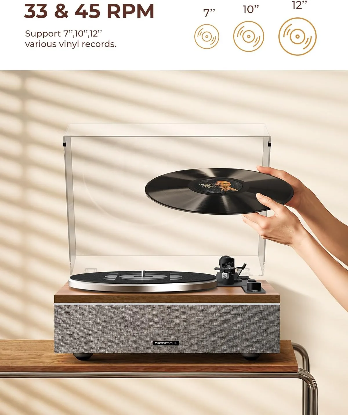 Qlearsoul ONE-S Vinyl Record Player with Bluetooth Input/Output