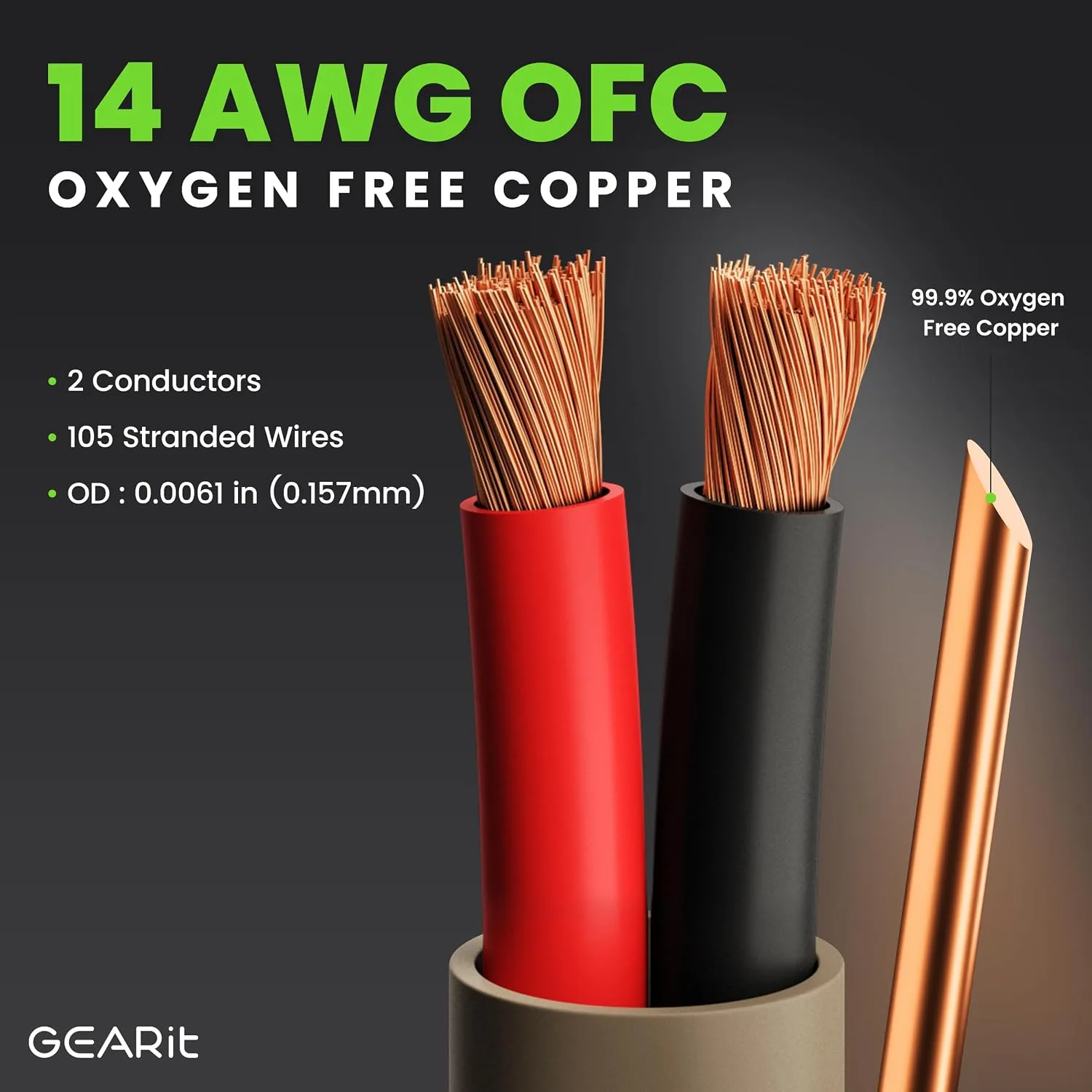 GEARit 14 Gauge OFC Speaker Wire 100 ft,Outdoor Speaker Wire UL CL3 Rated