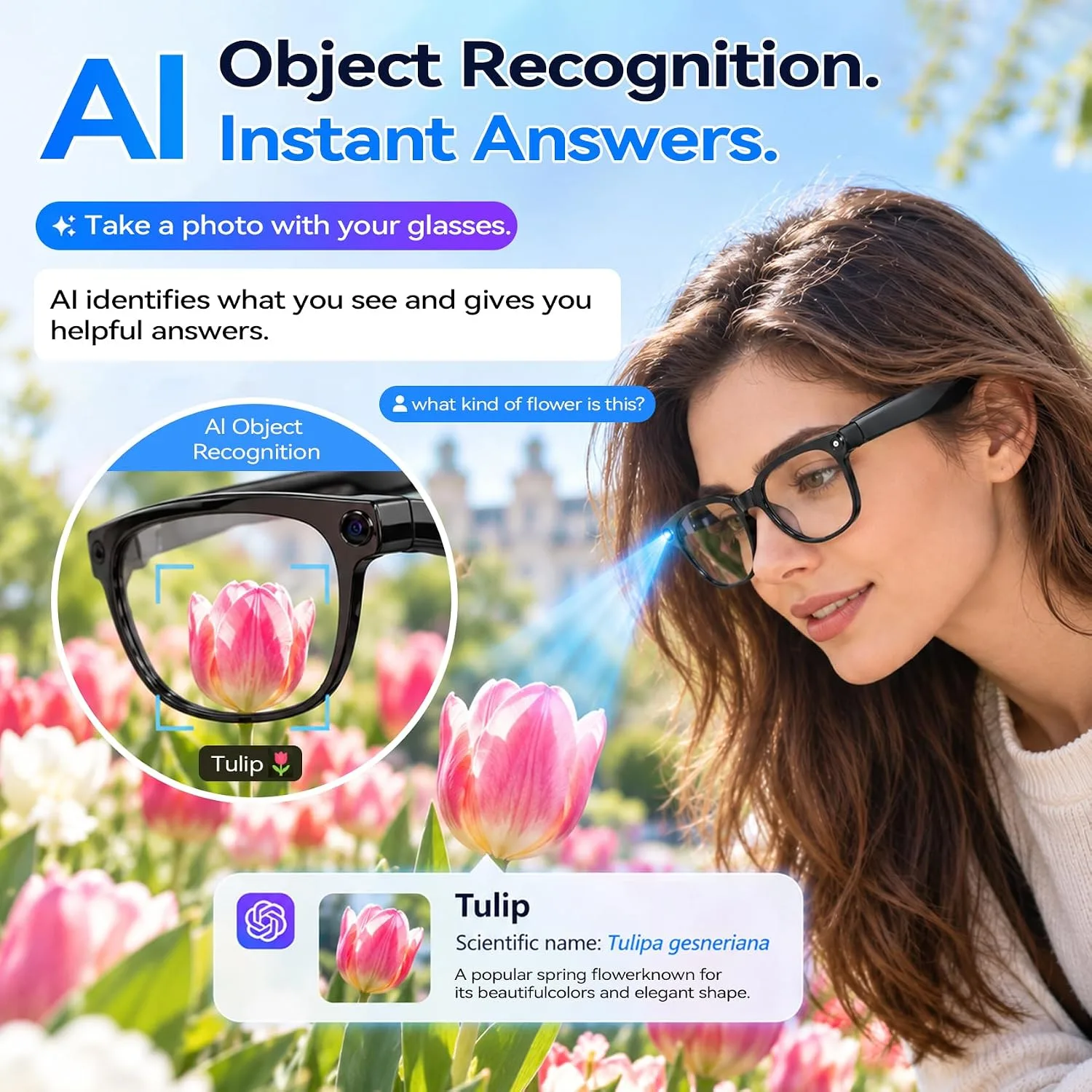 Blackview BV300 AI Smart Glasses with HD Camera, Real-Time Translation