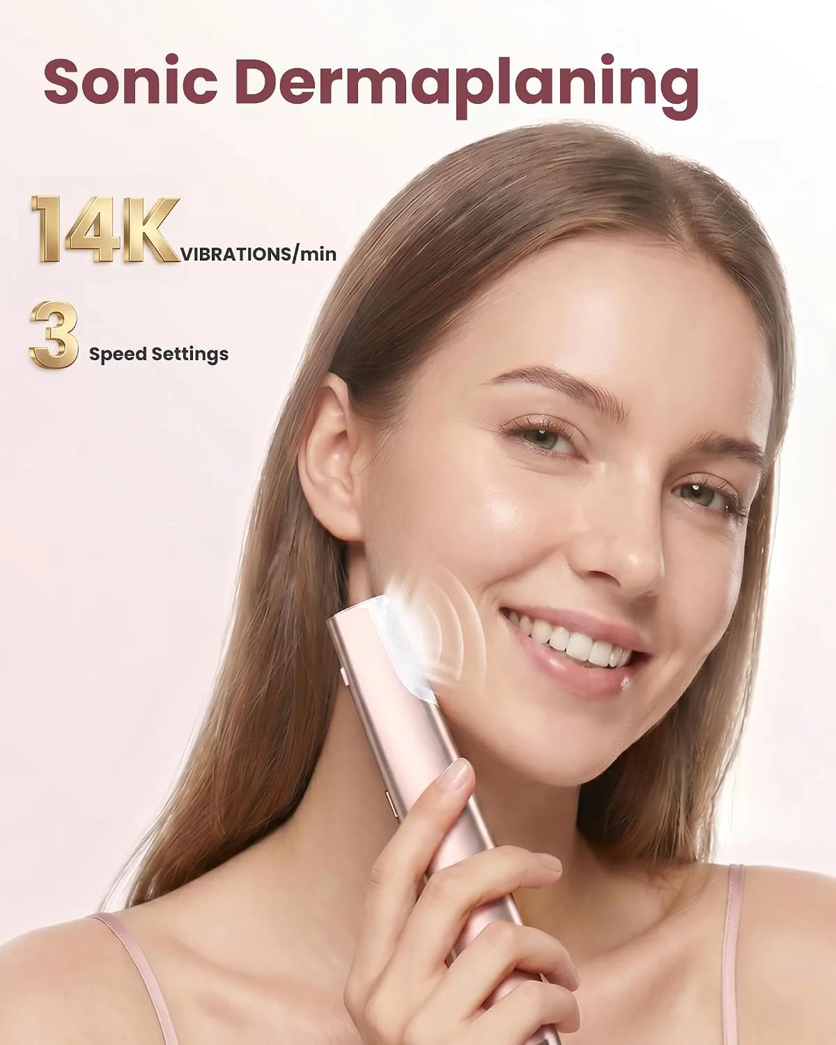 Sonic Dermaplane Razor for Women Face, Electric Tool with LED, 11 Blades