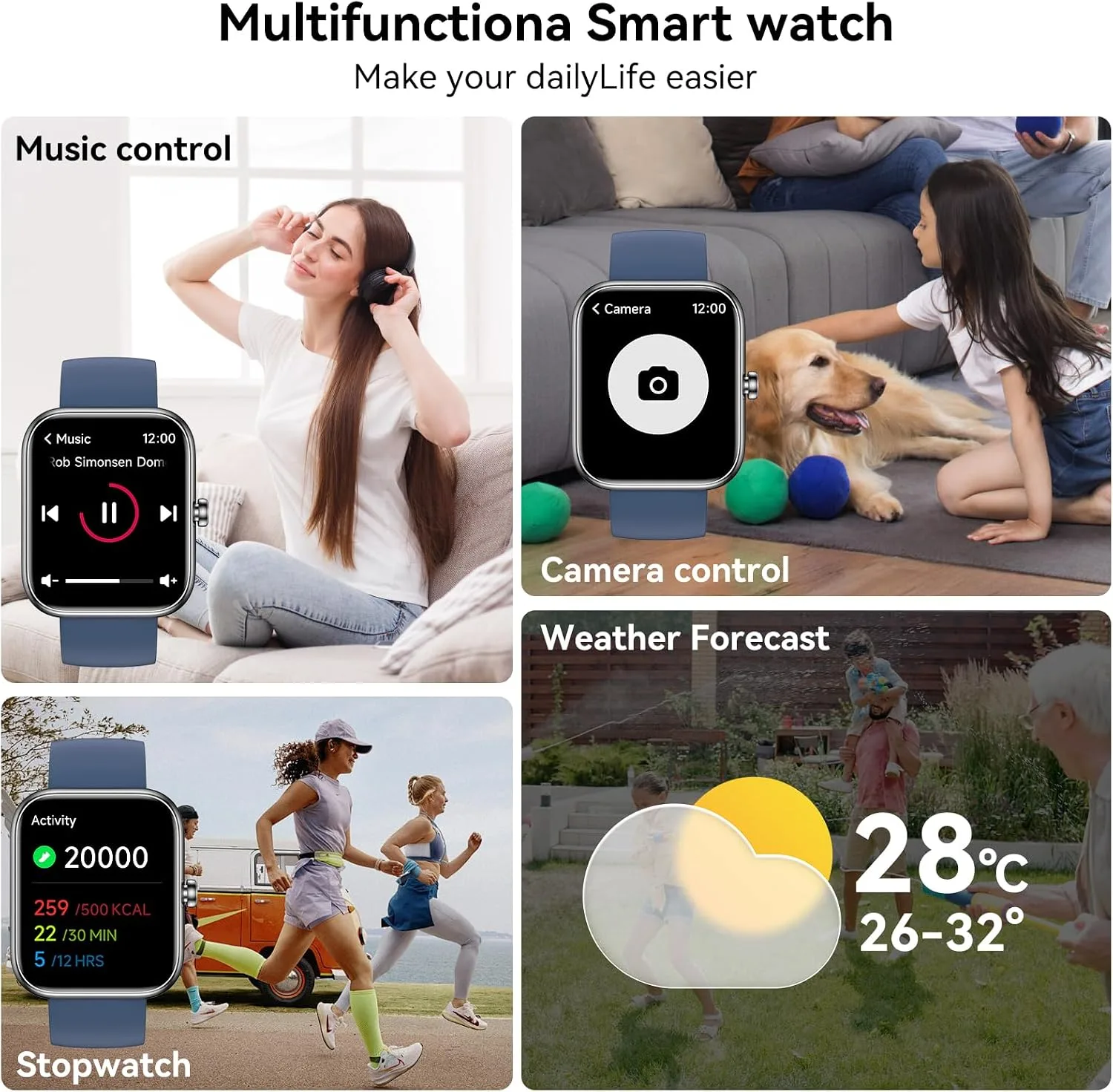 Smart Watch for Men Women with Alexa Built-in, Bluetooth Calling, 1.83'' HD Touch Screen Fitness Tracker with Heart Rate/Sleep Monitor, 120+ Sports Modes, IP68 Water-Resistant Watch for Android & iOS